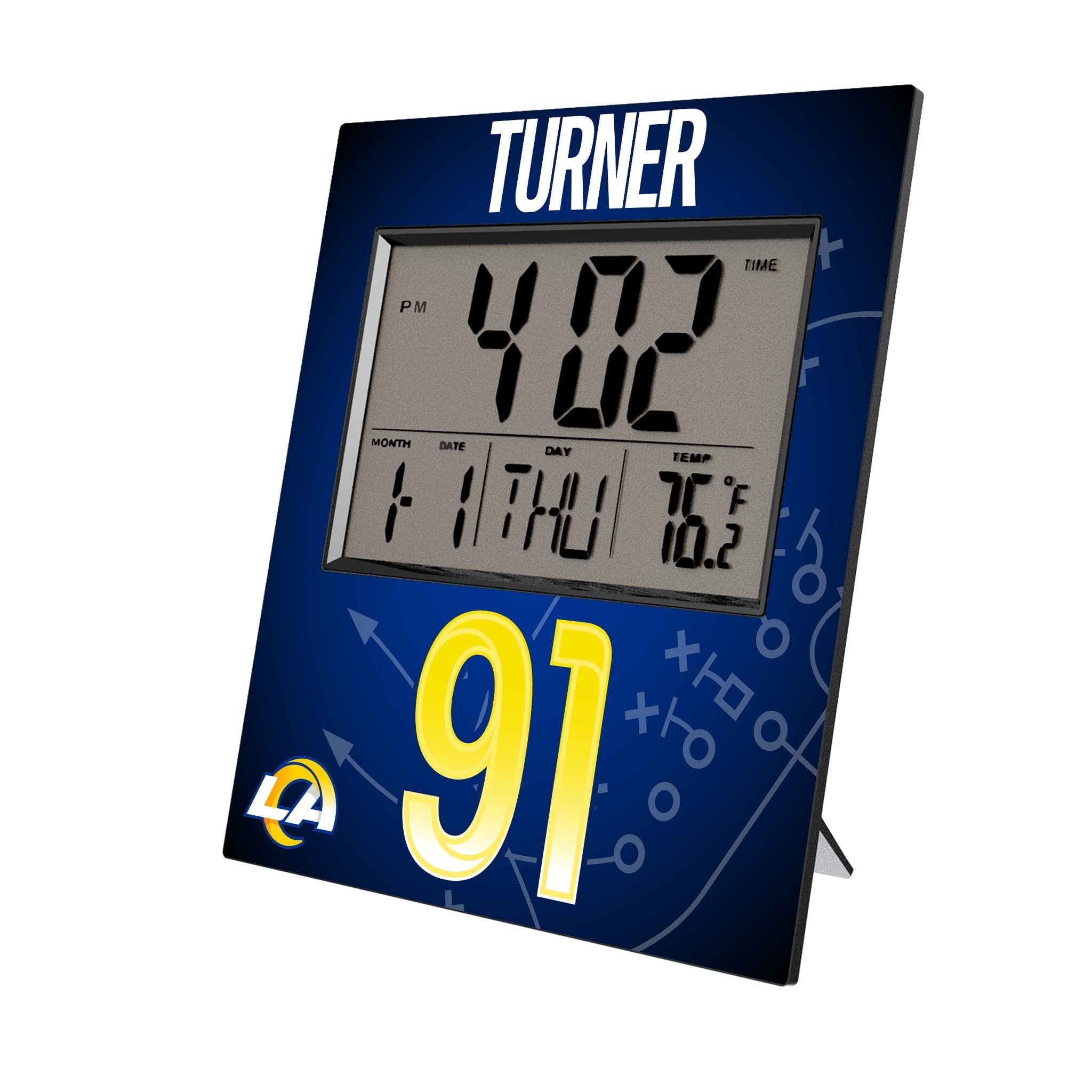 Kobie Turner Los Angeles Rams 91 Game Tactic Wall Clock - Sports Gifts, Sports Memorabilia, Sports Collectibles, Fan Shop