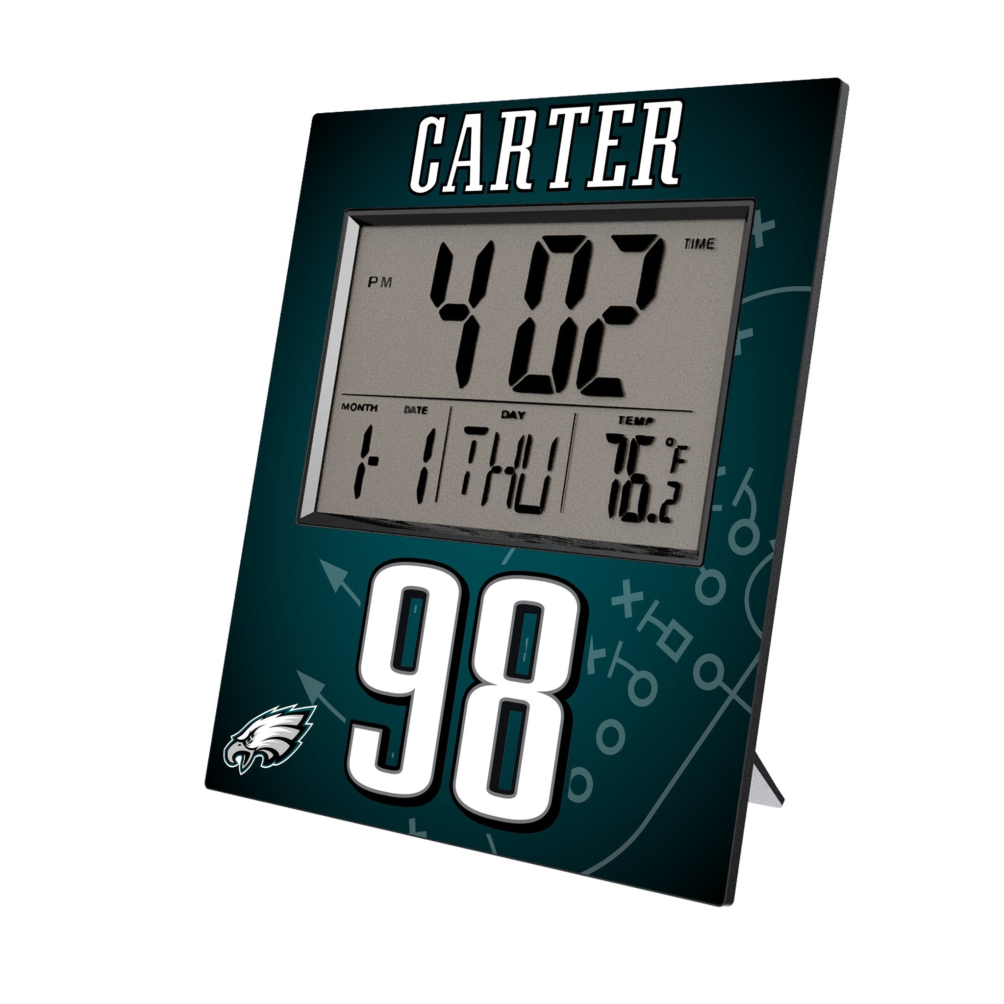 Jalen Carter Philadelphia Eagles 98 Game Tactic Wall Clock - Sports Gifts, Sports Memorabilia, Sports Collectibles, Fan Shop