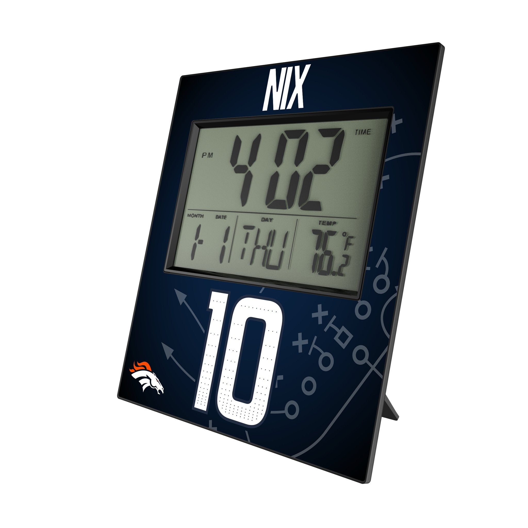 Bo Nix Denver Broncos 10 Game Tactic Wall Clock - Sports Gifts, Sports Memorabilia, Sports Collectibles, Fan Shop