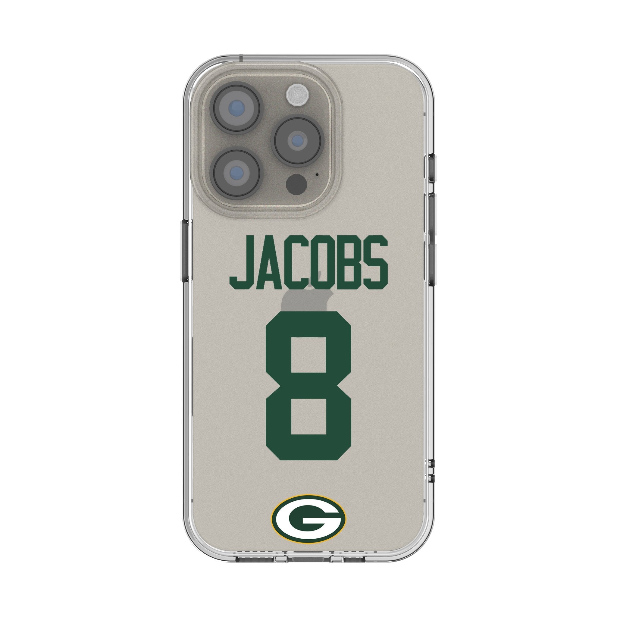 Josh Jacobs Green Bay Packers 8 Game Tactic Clear Phone Case for Apple iPhone - Sports Gifts, Sports Memorabilia, Sports Collectibles, Fan Shop