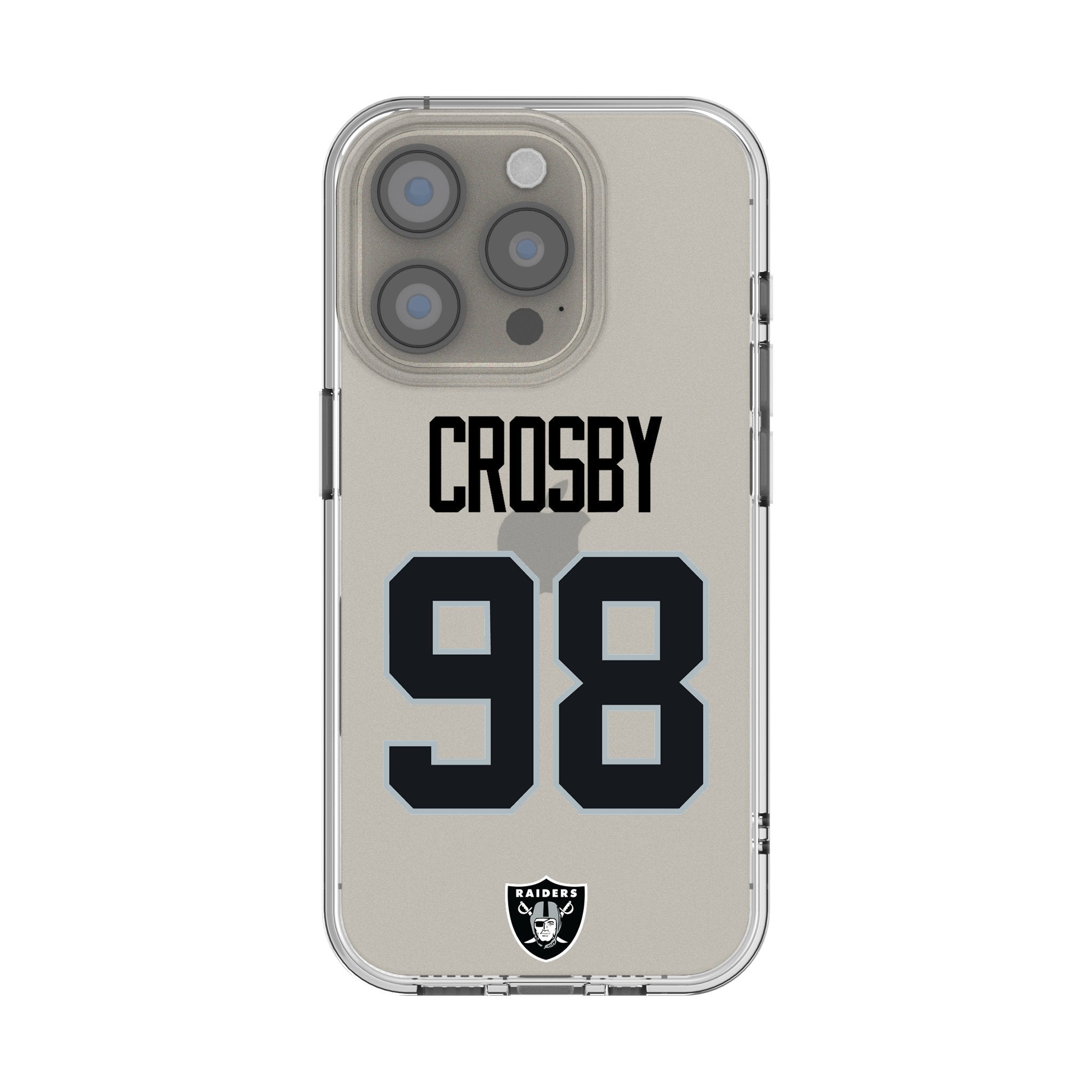 Maxx Crosby Las Vegas Raiders 98 Game Tactic Clear Phone Case for Apple iPhone - Sports Gifts, Sports Memorabilia, Sports Collectibles, Fan Shop