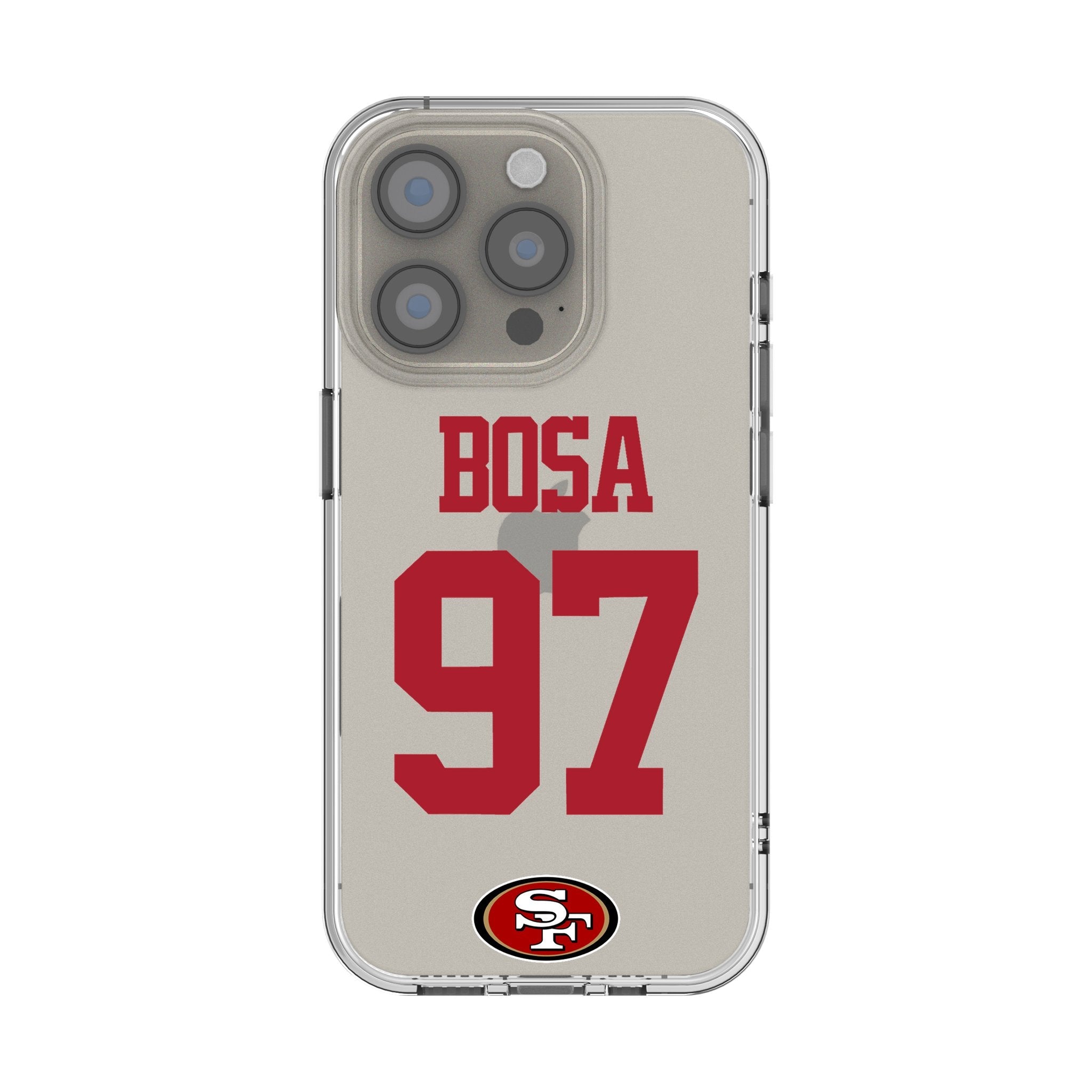 Nick Bosa San Francisco 49ers 97 Game Tactic Clear Phone Case for Apple iPhone - Sports Gifts, Sports Memorabilia, Sports Collectibles, Fan Shop