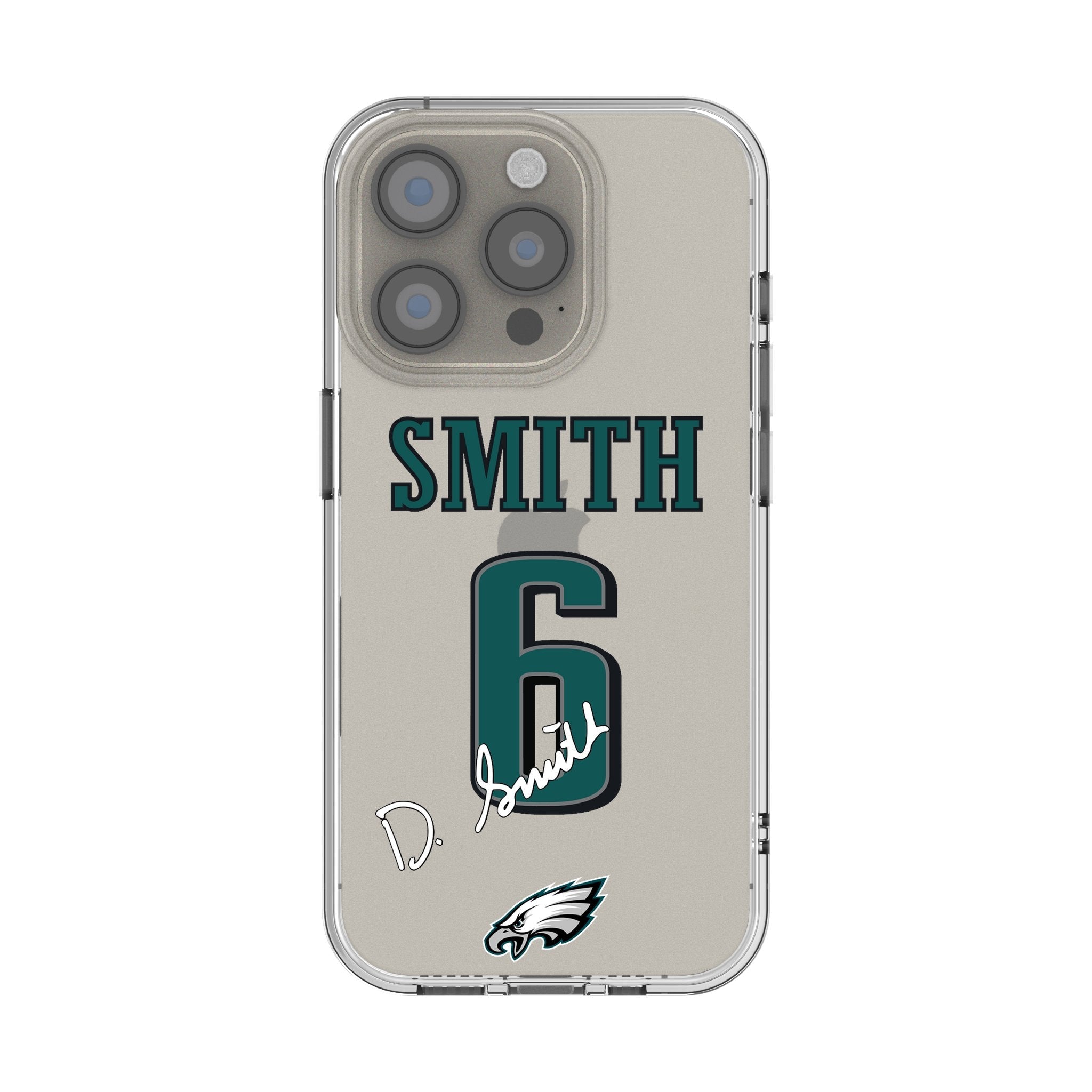 DeVonta Smith Philadelphia Eagles 6 Game Tactic Clear Phone Case for Apple iPhone - Sports Gifts, Sports Memorabilia, Sports Collectibles, Fan Shop