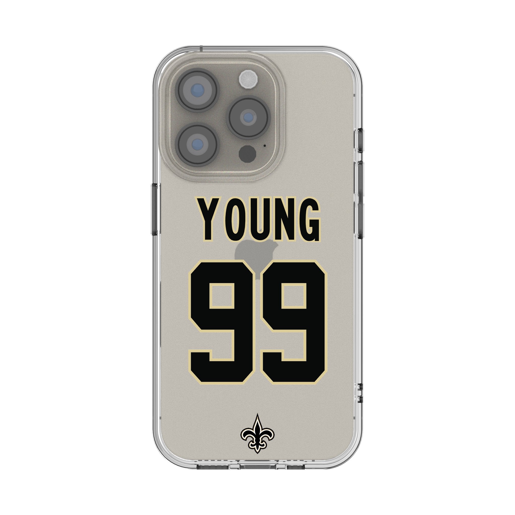 Chase Young New Orleans Saints 99 Game Tactic Clear Phone Case for Apple iPhone - Sports Gifts, Sports Memorabilia, Sports Collectibles, Fan Shop