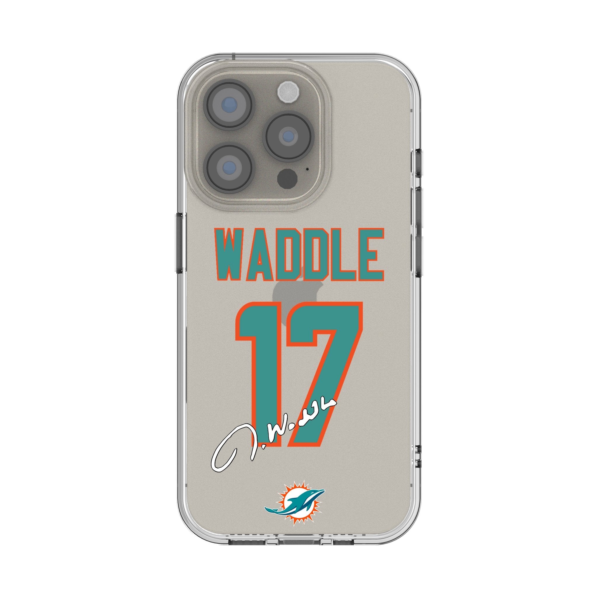 Jaylen Waddle Miami Dolphins 17 Game Tactic Clear Phone Case for Apple iPhone - Sports Gifts, Sports Memorabilia, Sports Collectibles, Fan Shop
