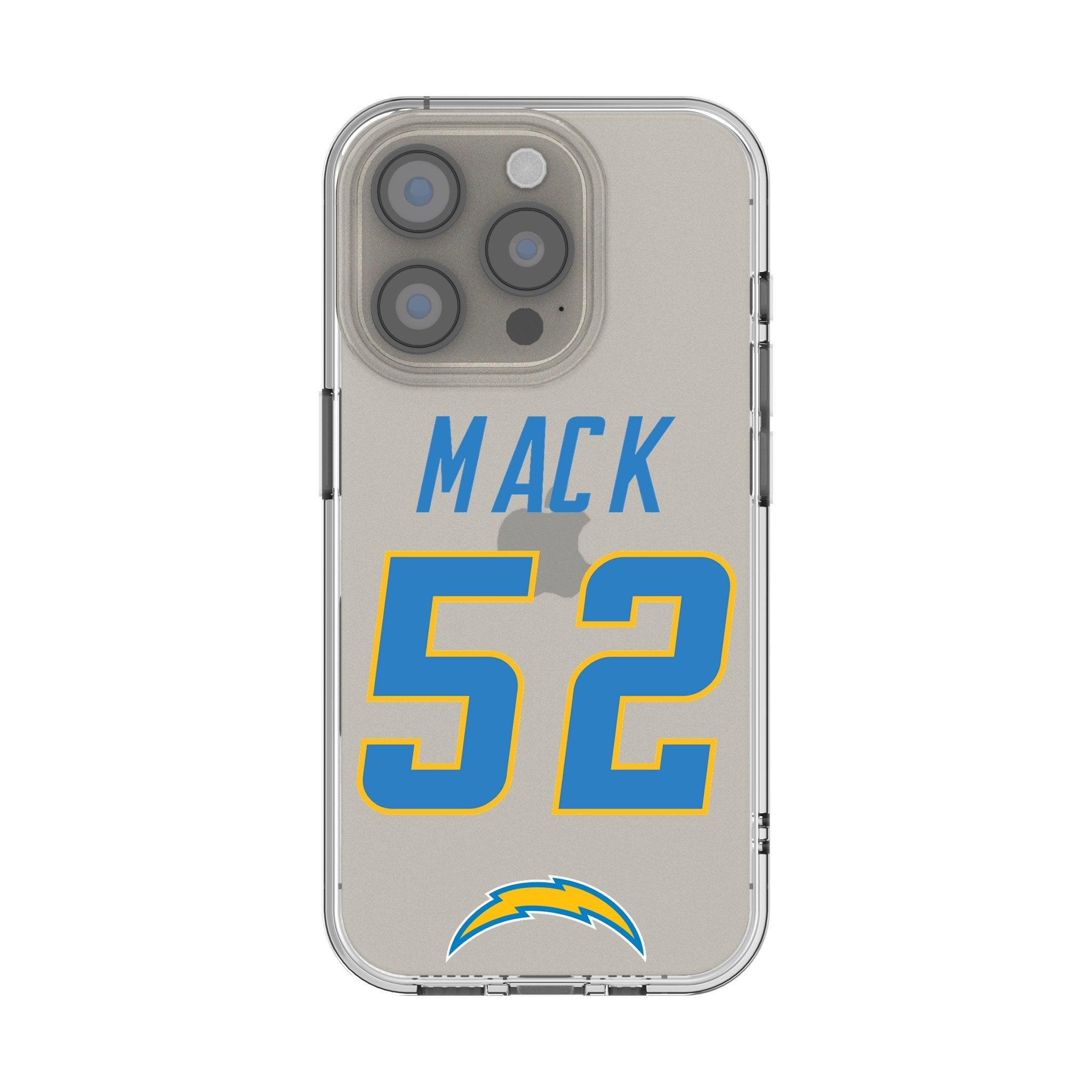 Khalil Mack Los Angeles Chargers 52 Game Tactic Clear Phone Case for Apple iPhone - Sports Gifts, Sports Memorabilia, Sports Collectibles, Fan Shop