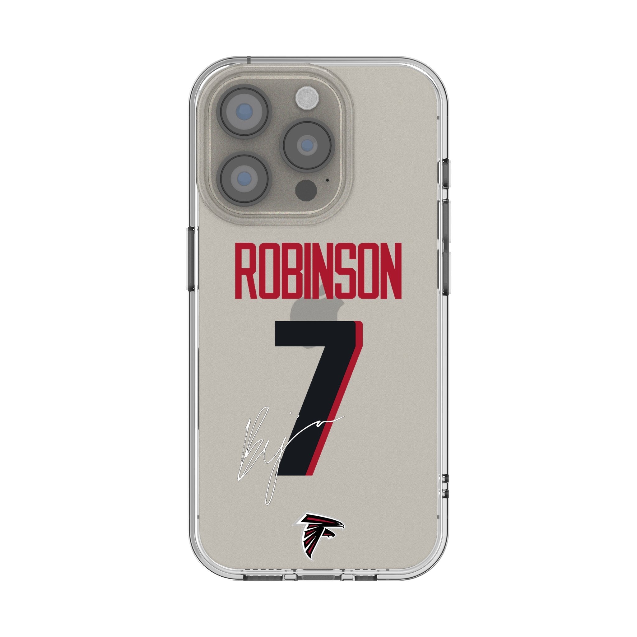 Bijan Robinson Atlanta Falcons 7 Game Tactic Clear Phone Case for Apple iPhone - Sports Gifts, Sports Memorabilia, Sports Collectibles, Fan Shop