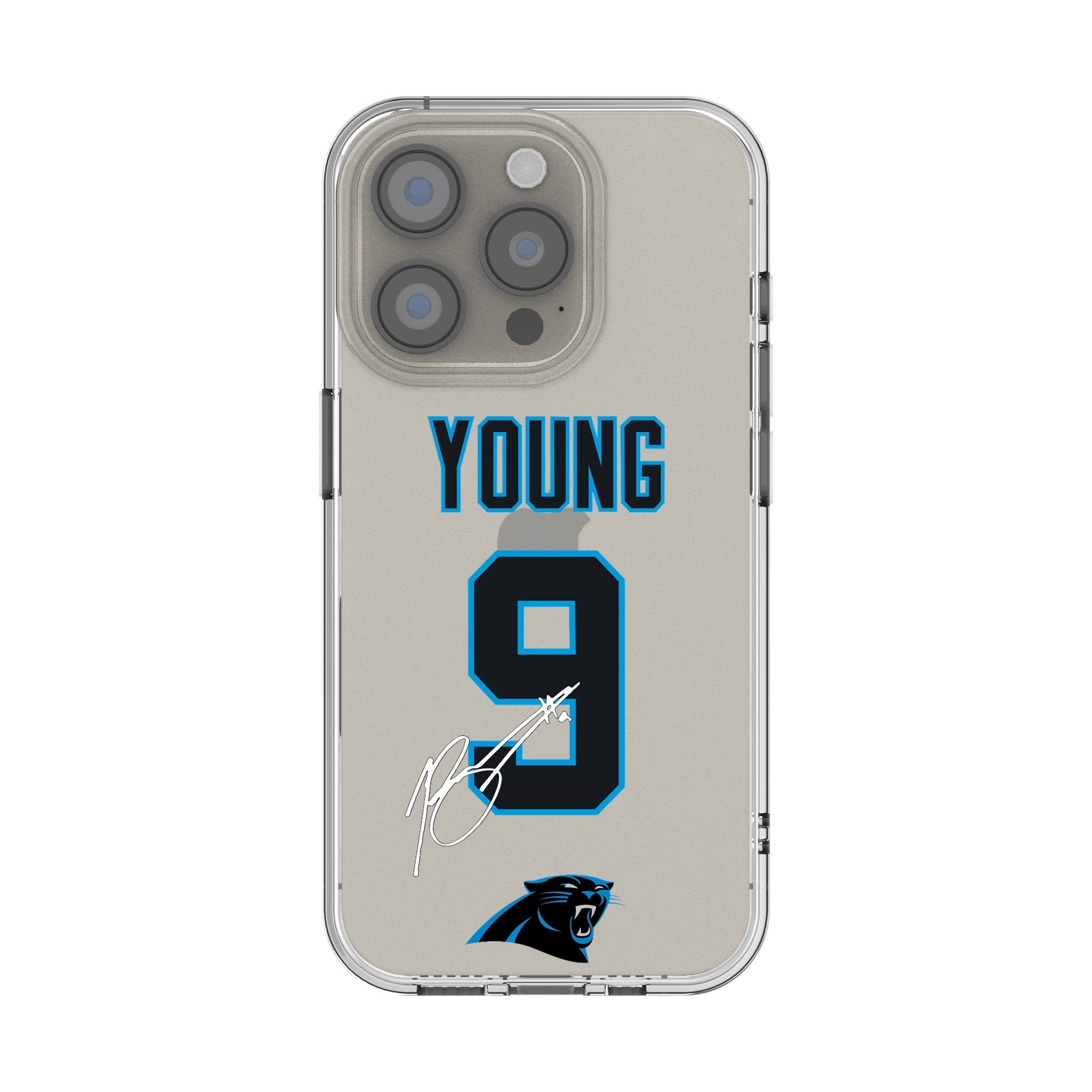 Bryce Young Carolina Panthers 9 Game Tactic Clear Phone Case for Apple iPhone - Sports Gifts, Sports Memorabilia, Sports Collectibles, Fan Shop