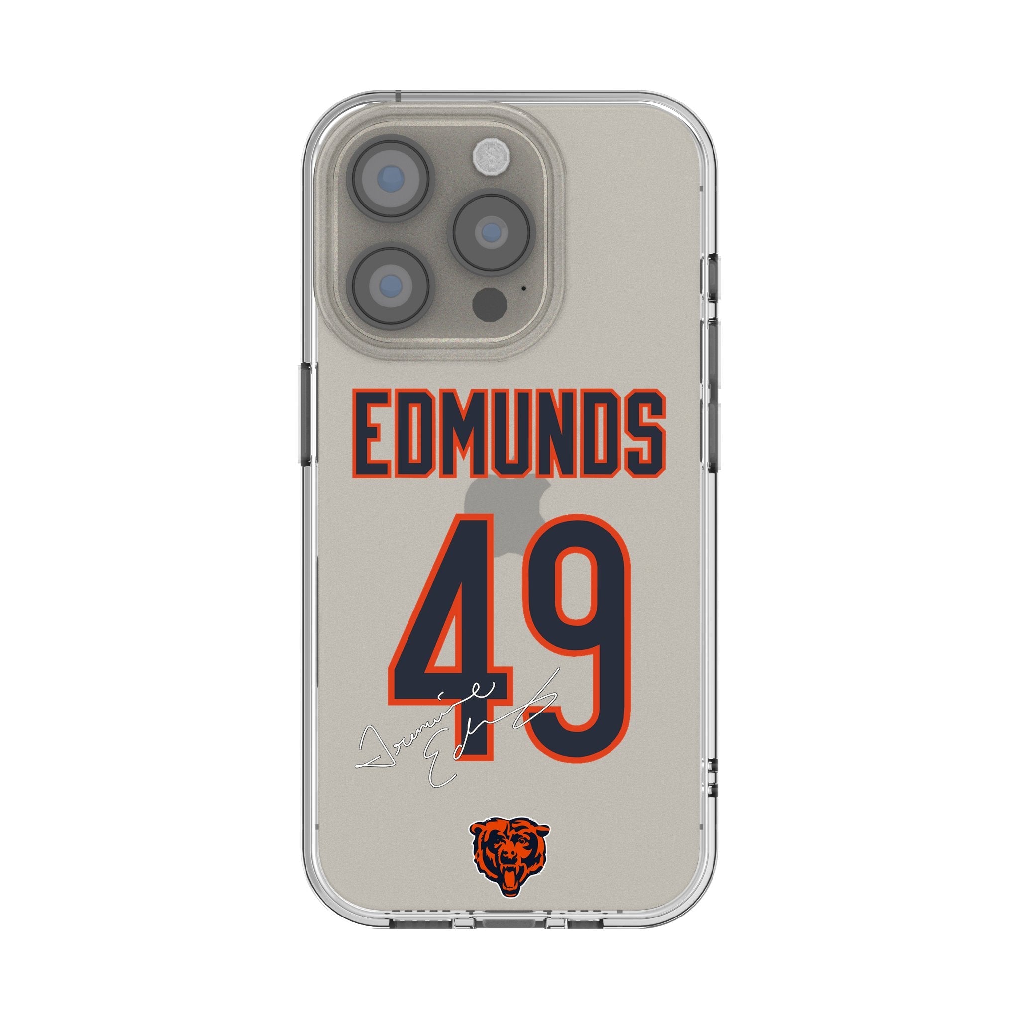 Tremaine Edmunds Chicago Bears 49 Game Tactic Clear Phone Case for Apple iPhone - Sports Gifts, Sports Memorabilia, Sports Collectibles, Fan Shop
