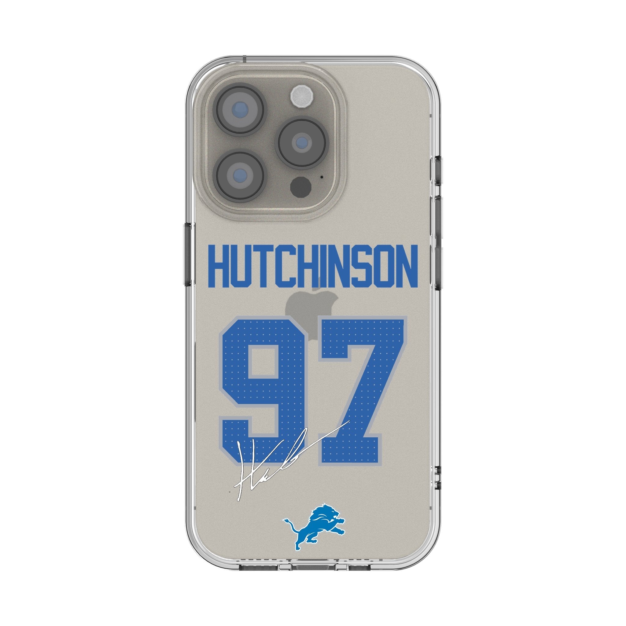 Aidan Hutchinson Detroit Lions 97 Game Tactic Clear Phone Case for Apple iPhone - Sports Gifts, Sports Memorabilia, Sports Collectibles, Fan Shop