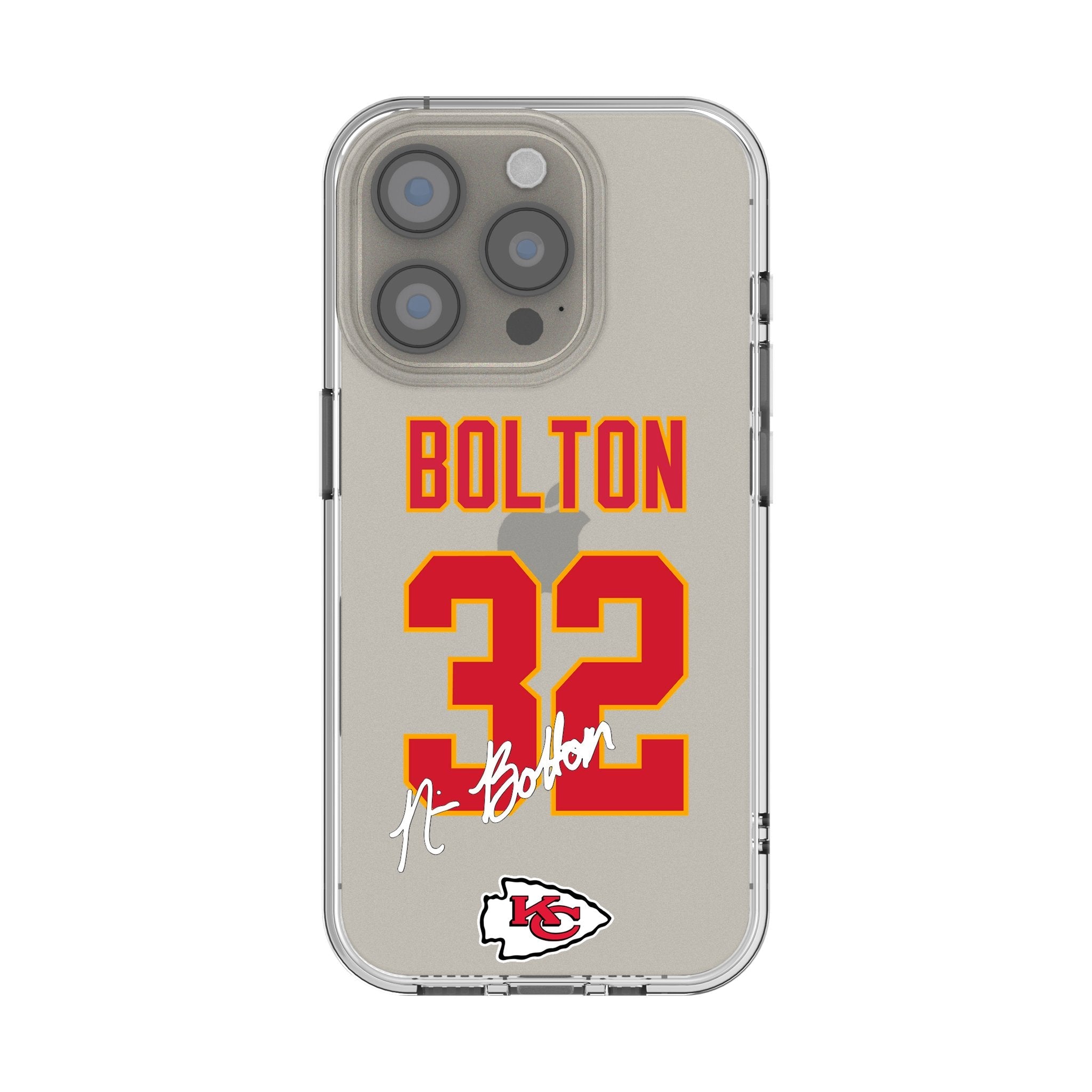 Nick Bolton Kansas City Chiefs 32 Game Tactic Clear Phone Case for Apple iPhone - Sports Gifts, Sports Memorabilia, Sports Collectibles, Fan Shop