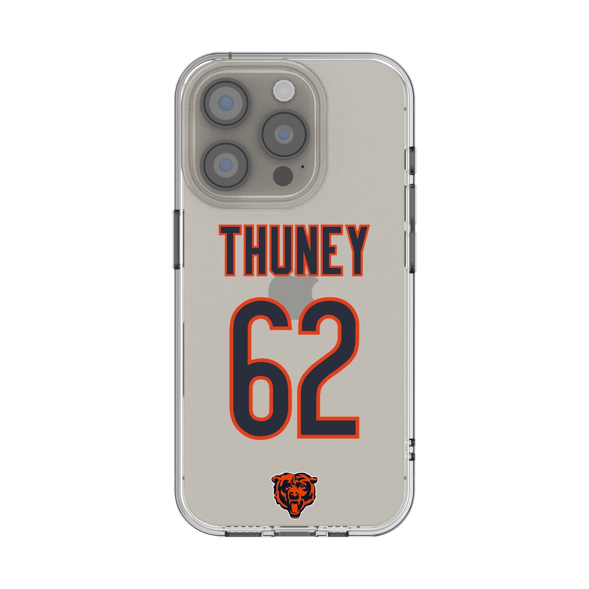 Joe Thuney Chicago Bears 62 Game Tactic Clear Phone Case for Apple iPhone - Sports Gifts, Sports Memorabilia, Sports Collectibles, Fan Shop