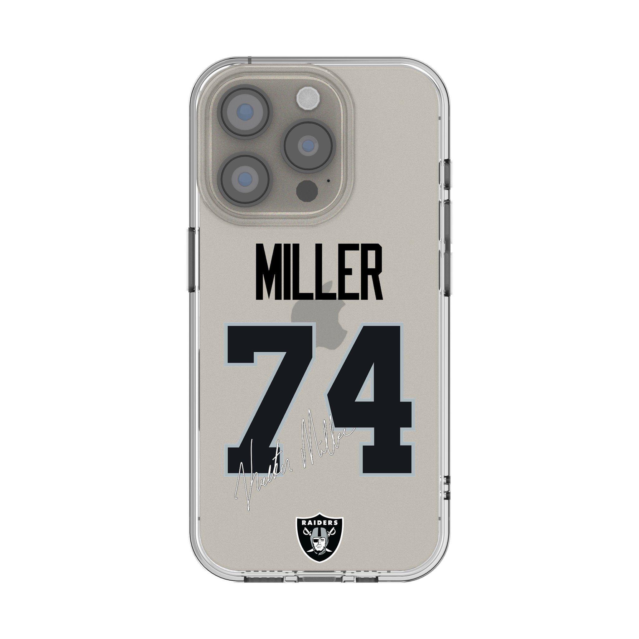 Kolton Miller Las Vegas Raiders 74 Game Tactic Clear Phone Case for Apple iPhone - Sports Gifts, Sports Memorabilia, Sports Collectibles, Fan Shop