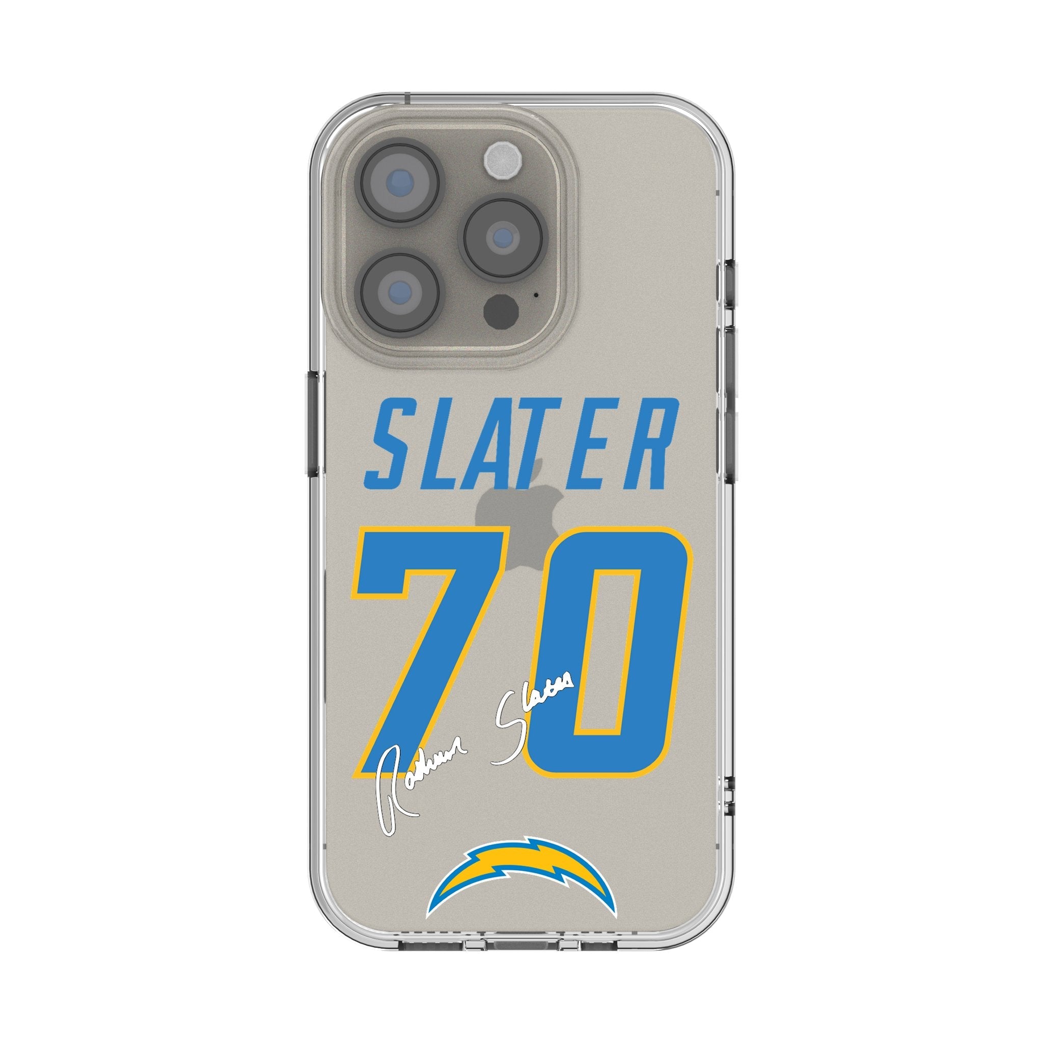 RaShawn Slater Los Angeles Chargers 70 Game Tactic Clear Phone Case for Apple iPhone - Sports Gifts, Sports Memorabilia, Sports Collectibles, Fan Shop
