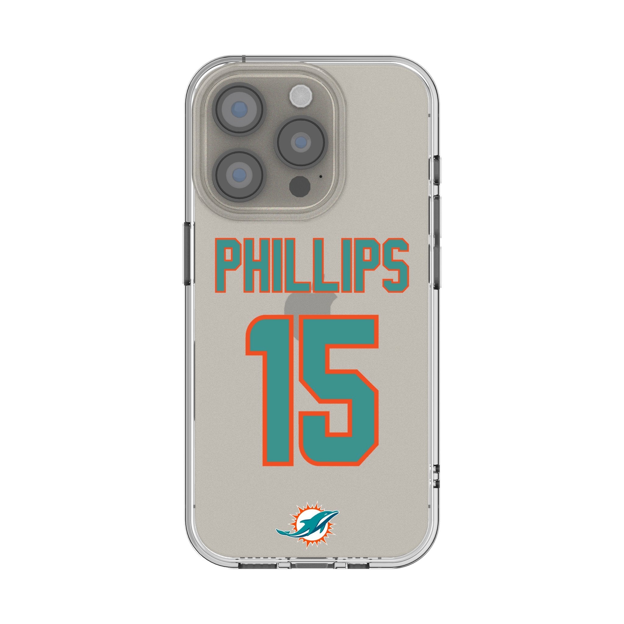 Jaelan Phillips Miami Dolphins 15 Game Tactic Clear Phone Case for Apple iPhone - Sports Gifts, Sports Memorabilia, Sports Collectibles, Fan Shop