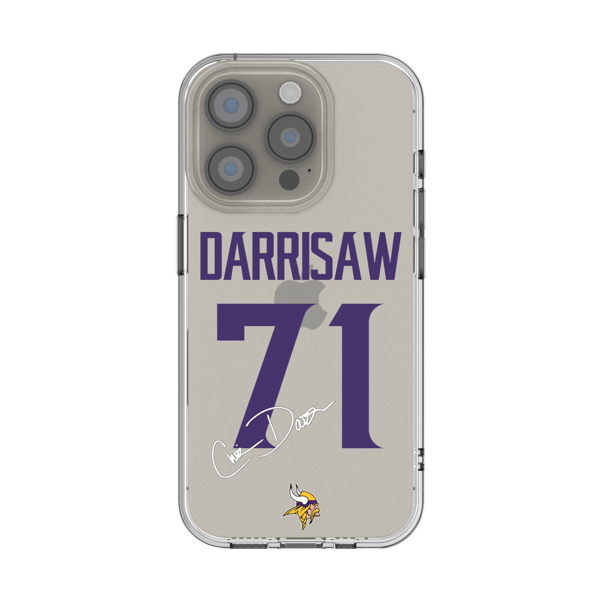 Christian Darrisaw Minnesota Vikings 71 Game Tactic Clear Phone Case for Apple iPhone - Sports Gifts, Sports Memorabilia, Sports Collectibles, Fan Shop