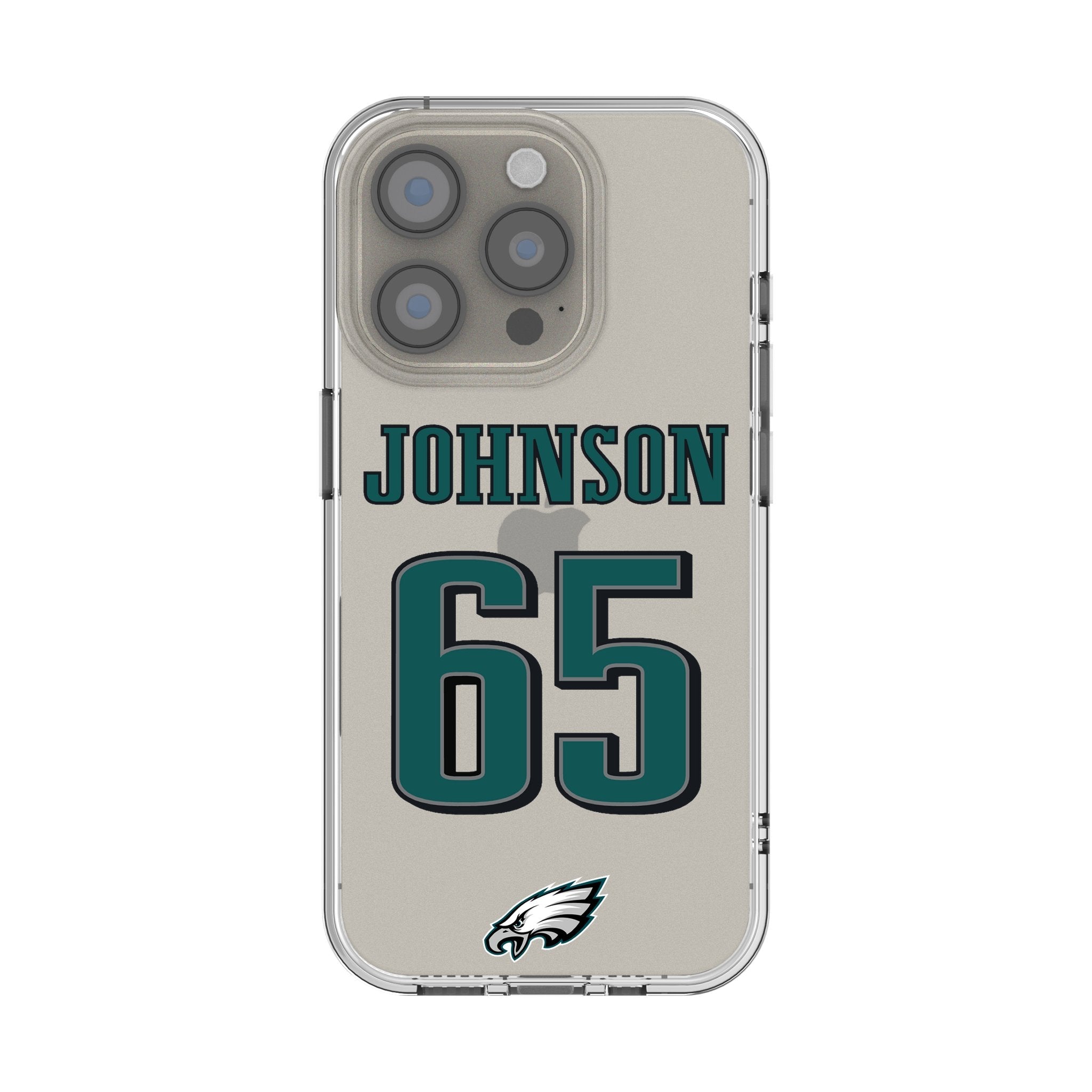 Lane Johnson Philadelphia Eagles 65 Game Tactic Clear Phone Case for Apple iPhone - Sports Gifts, Sports Memorabilia, Sports Collectibles, Fan Shop