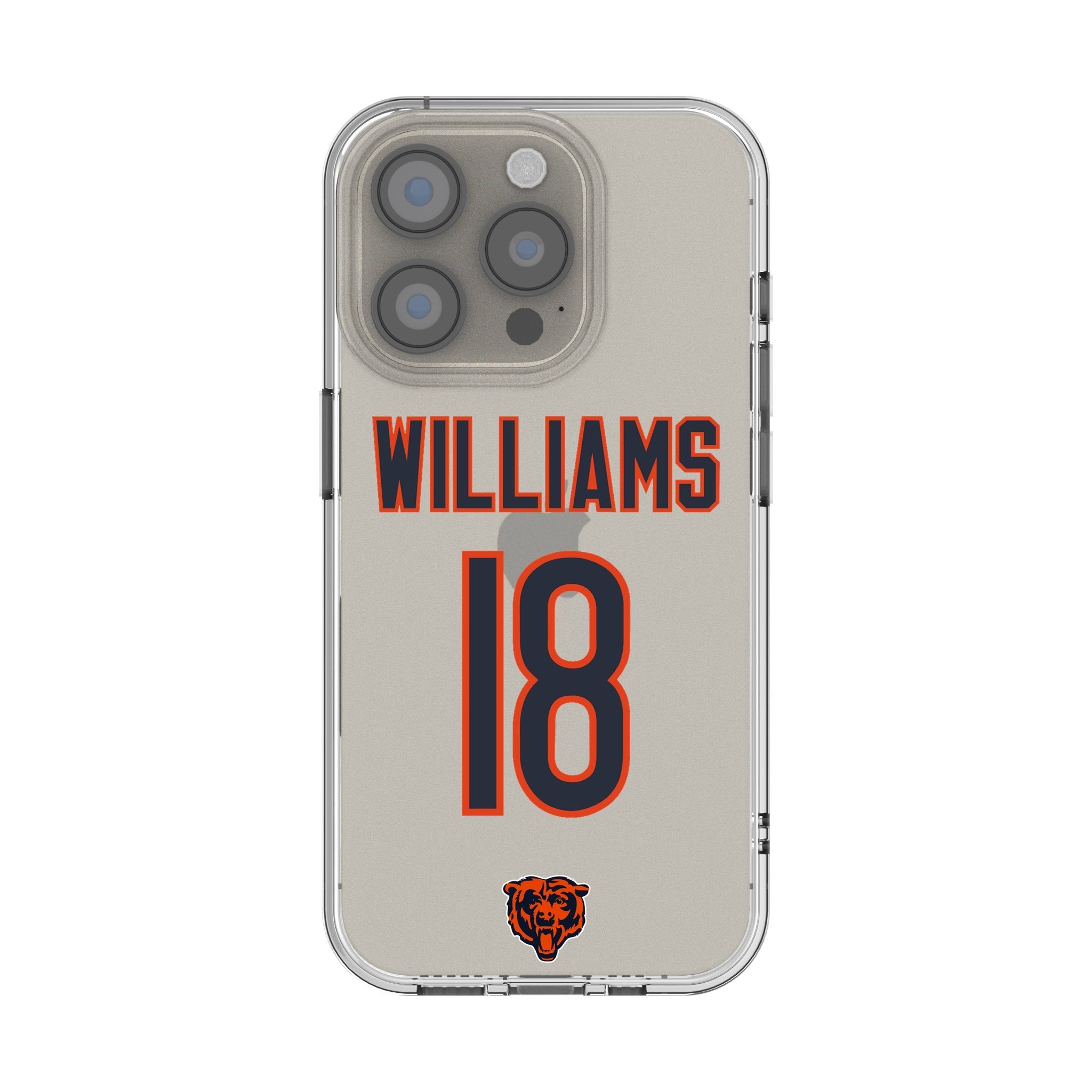 Caleb Williams Chicago Bears 18 Game Tactic Clear Phone Case for Apple iPhone - Sports Gifts, Sports Memorabilia, Sports Collectibles, Fan Shop