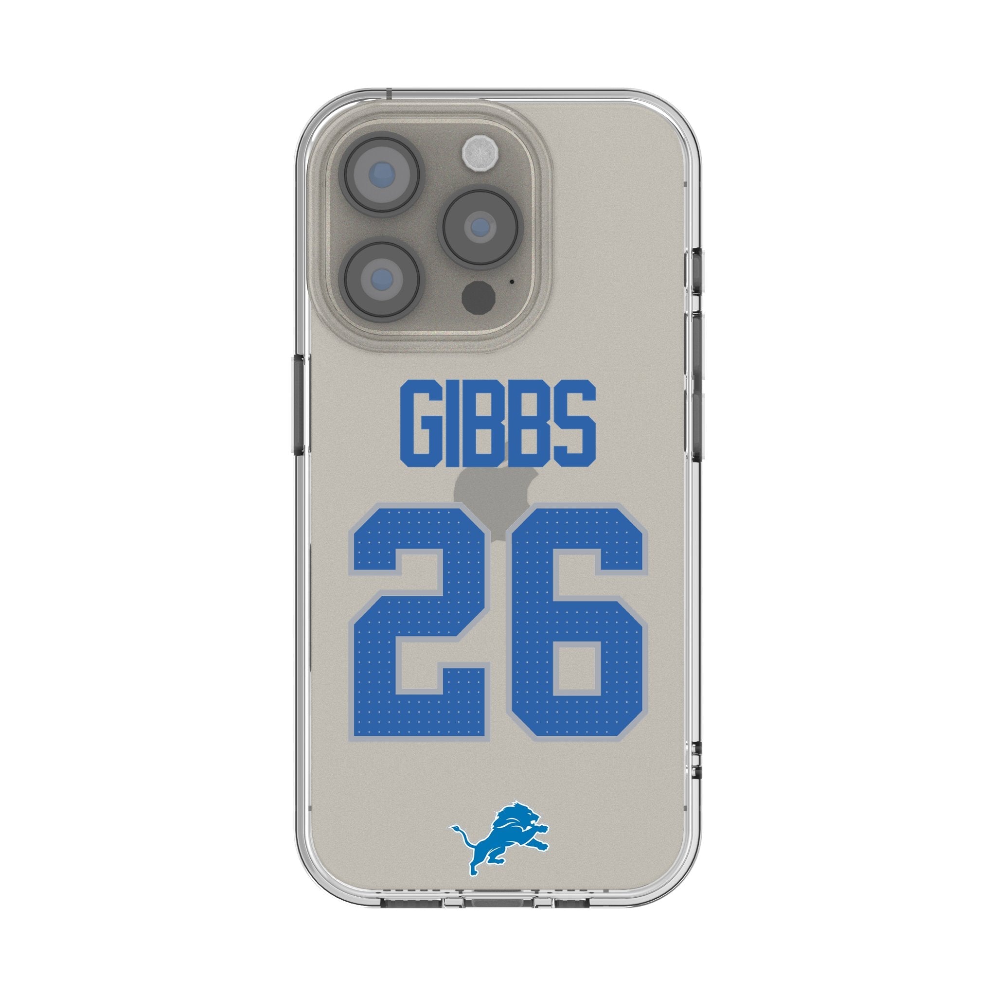 Jahmyr Gibbs Detroit Lions 26 Game Tactic Clear Phone Case for Apple iPhone - Sports Gifts, Sports Memorabilia, Sports Collectibles, Fan Shop