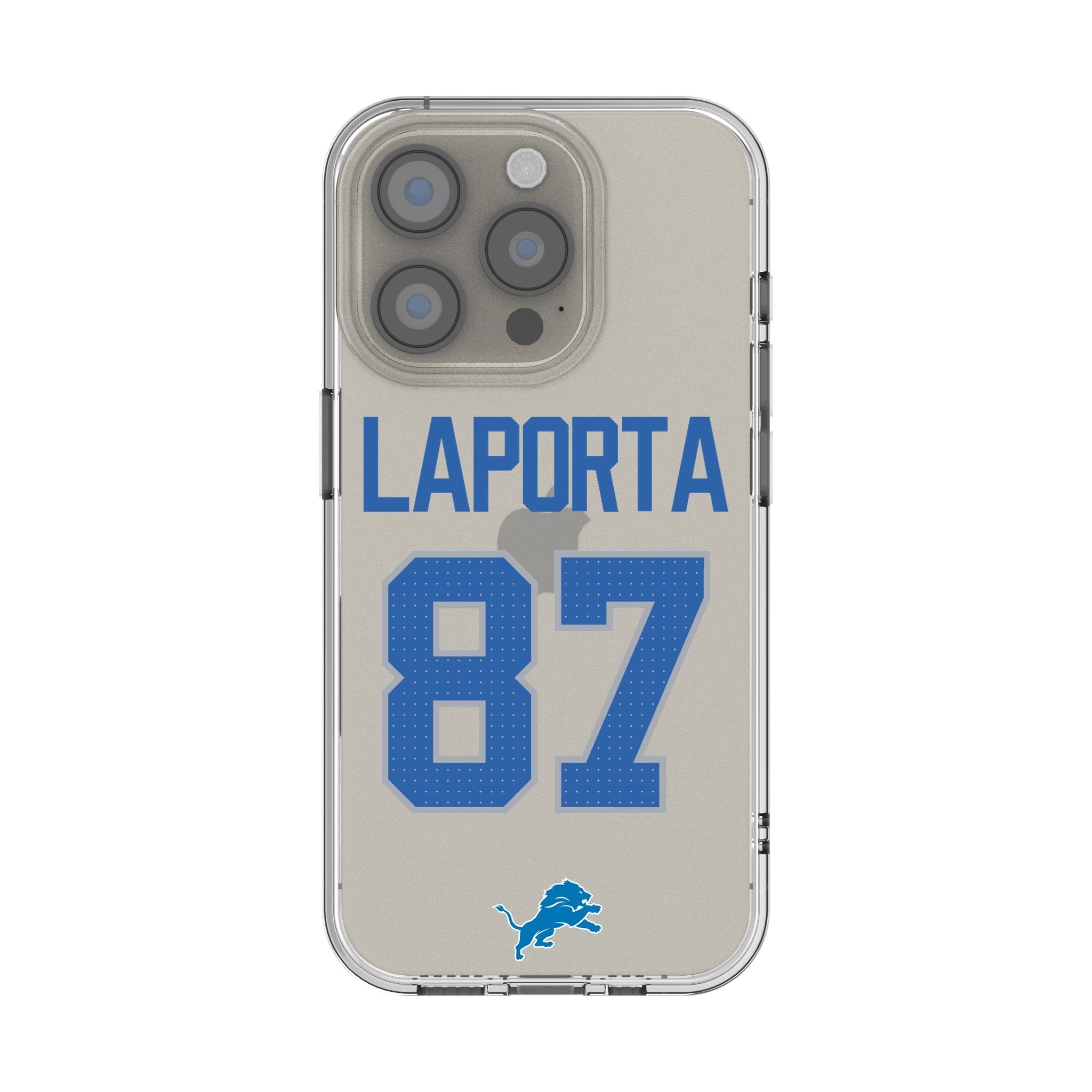 Sam LaPorta Detroit Lions 87 Game Tactic Clear Phone Case for Apple iPhone - Sports Gifts, Sports Memorabilia, Sports Collectibles, Fan Shop
