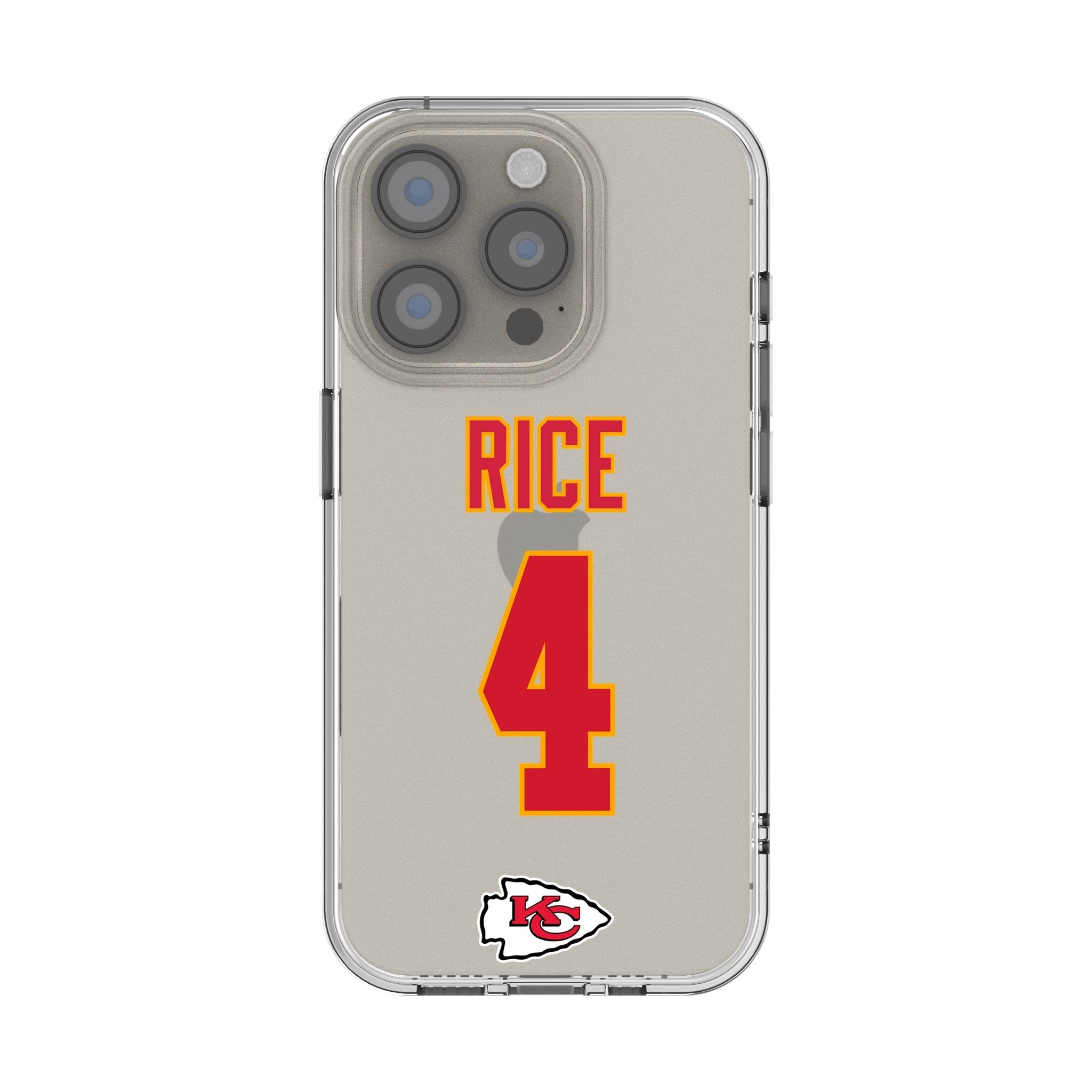 Rashee Rice Kansas City Chiefs 4 Game Tactic Clear Phone Case for Apple iPhone - Sports Gifts, Sports Memorabilia, Sports Collectibles, Fan Shop