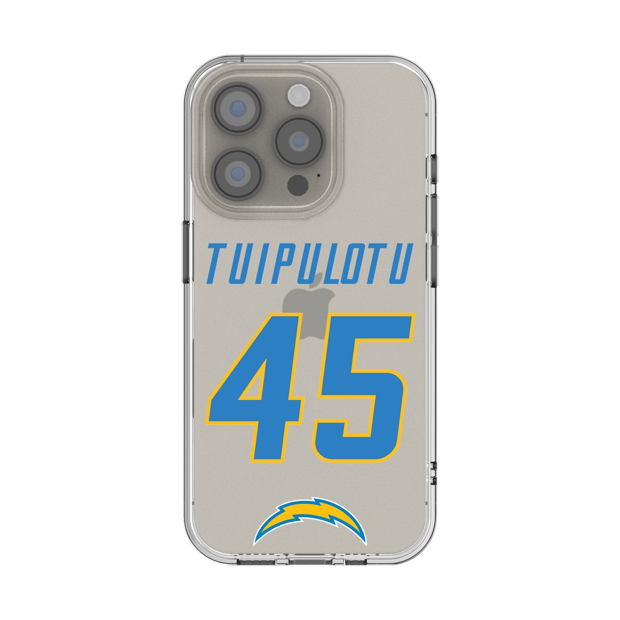 Tuli Tuipulotu Los Angeles Chargers 45 Game Tactic Clear Phone Case for Apple iPhone - Sports Gifts, Sports Memorabilia, Sports Collectibles, Fan Shop