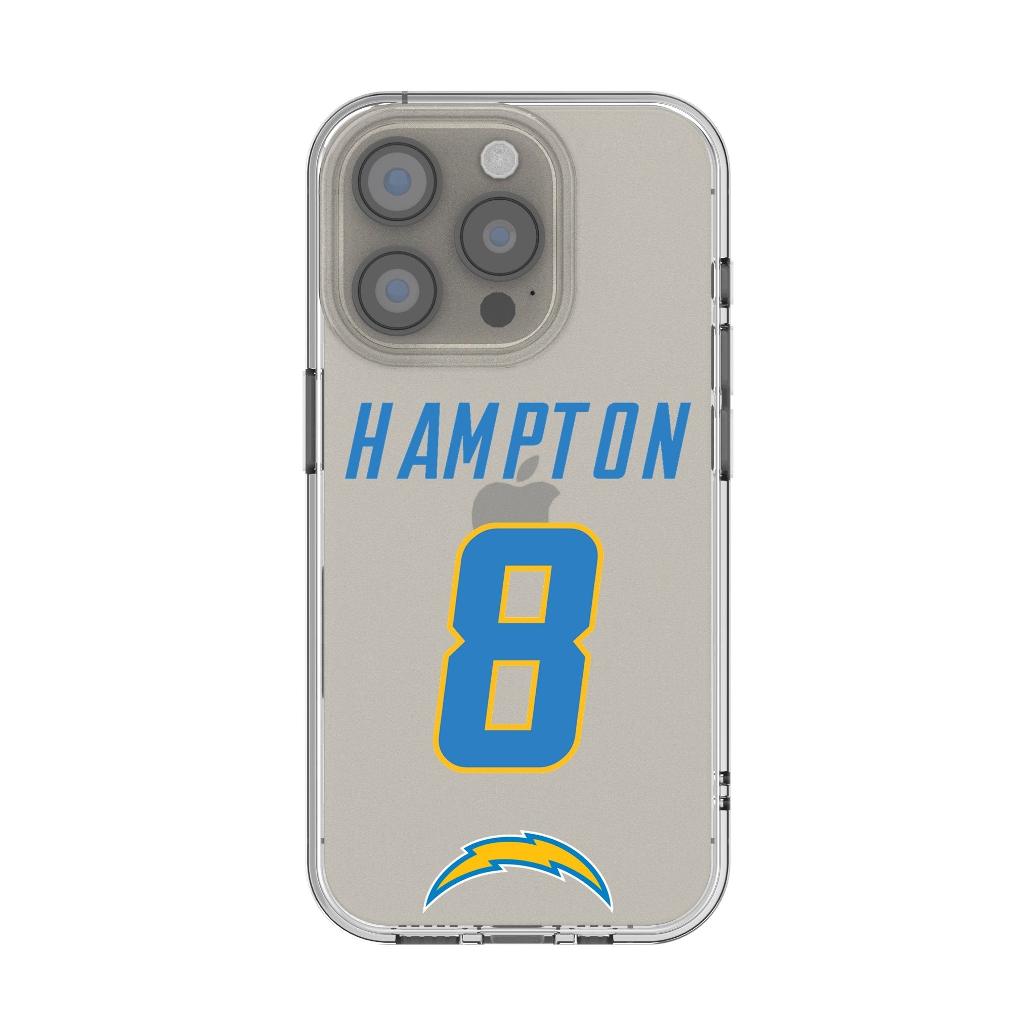 Omarion Hampton Los Angeles Chargers 8 Game Tactic Clear Phone Case for Apple iPhone - Sports Gifts, Sports Memorabilia, Sports Collectibles, Fan Shop