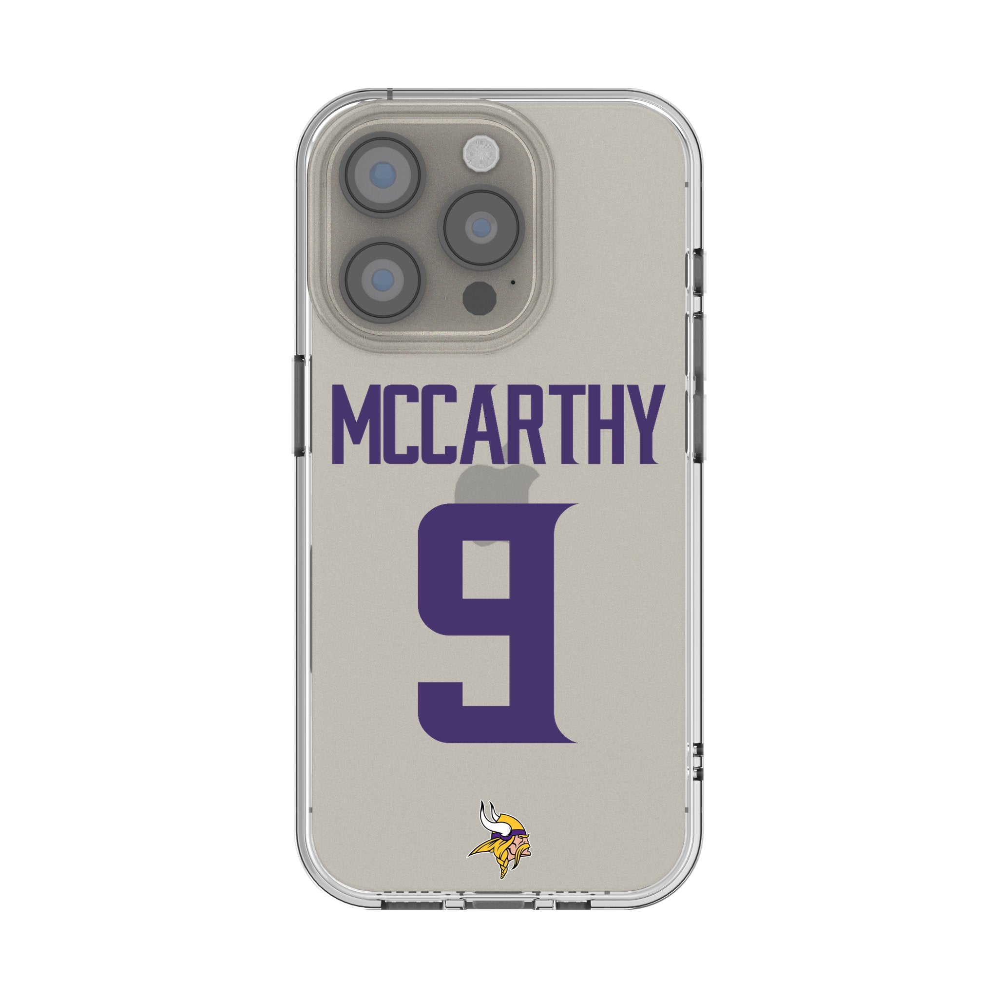 J.J. McCarthy Minnesota Vikings 9 Game Tactic Clear Phone Case for Apple iPhone - Sports Gifts, Sports Memorabilia, Sports Collectibles, Fan Shop