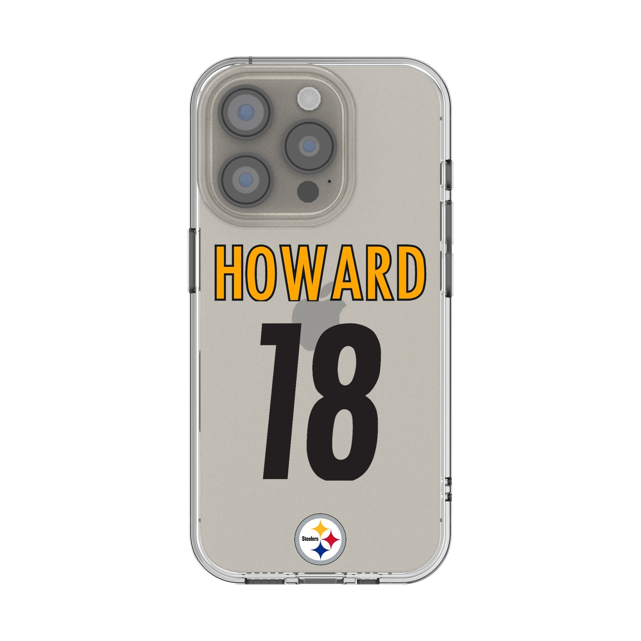 Will Howard Pittsburgh Steelers 18 Game Tactic Clear Phone Case for Apple iPhone - Sports Gifts, Sports Memorabilia, Sports Collectibles, Fan Shop