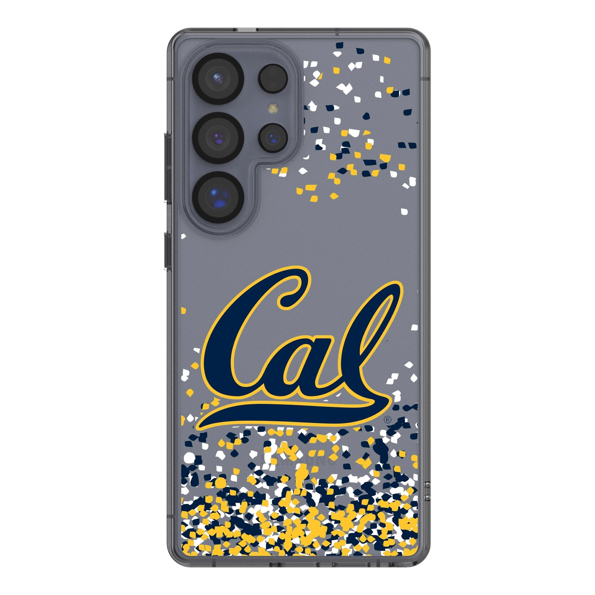 University of California Berkeley Golden Bears Confetti Clear Phone Case for Samsung Galaxy - Sports Gifts, Sports Memorabilia, Sports Collectibles, Fan Shop