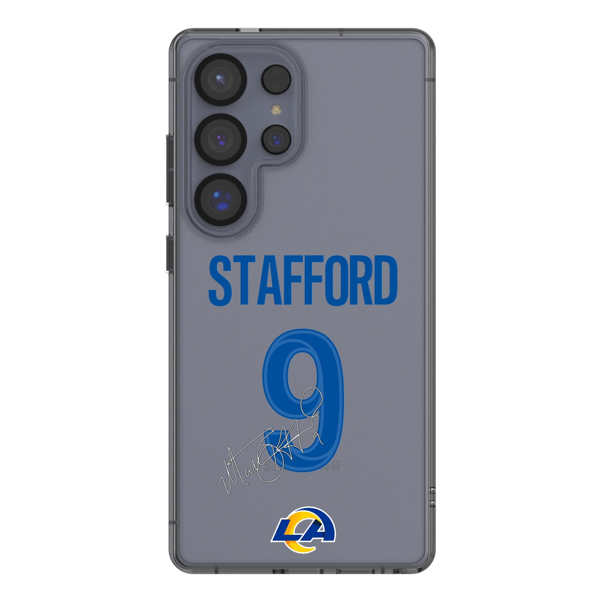 Matthew Stafford Los Angeles Rams 9 Game Tactic Clear Phone Case for Samsung Galaxy - Sports Gifts, Sports Memorabilia, Sports Collectibles, Fan Shop