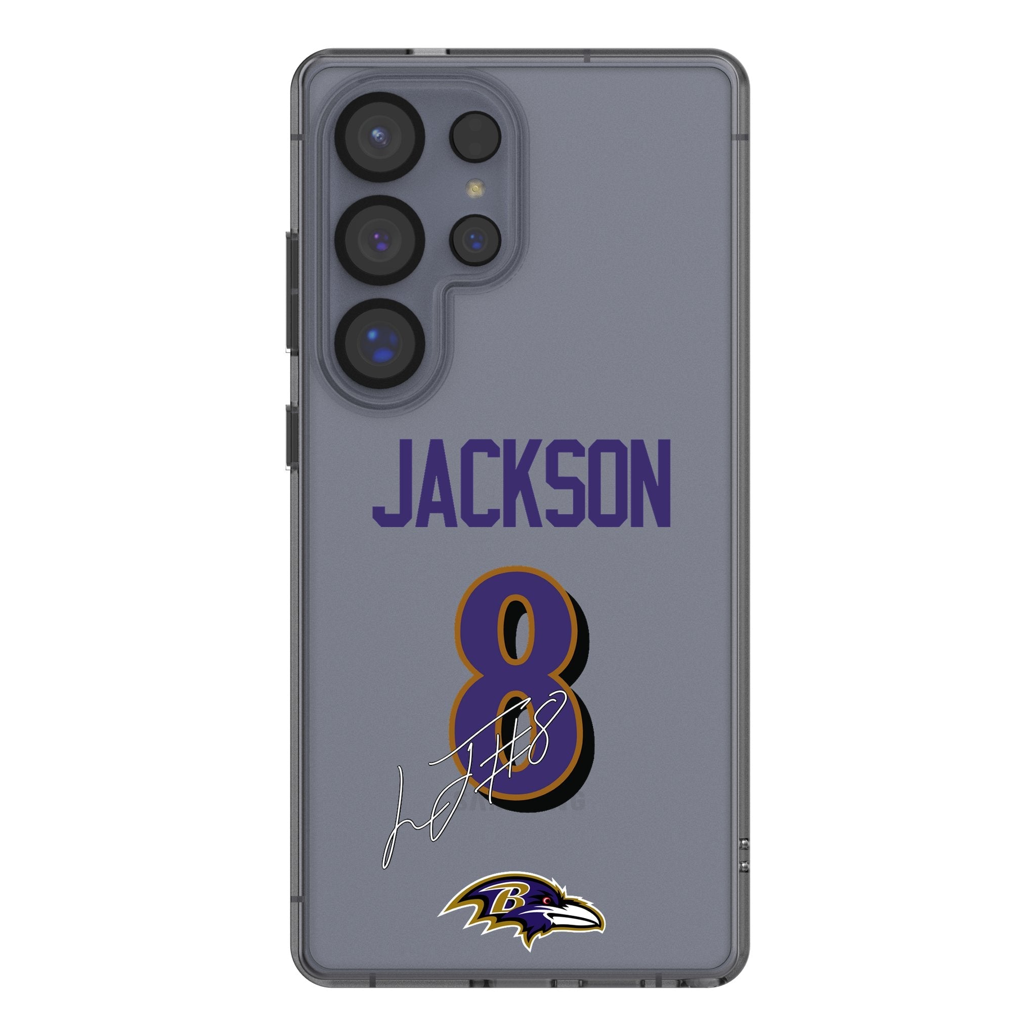 Lamar Jackson Baltimore Ravens 8 Game Tactic Clear Phone Case for Samsung Galaxy - Sports Gifts, Sports Memorabilia, Sports Collectibles, Fan Shop