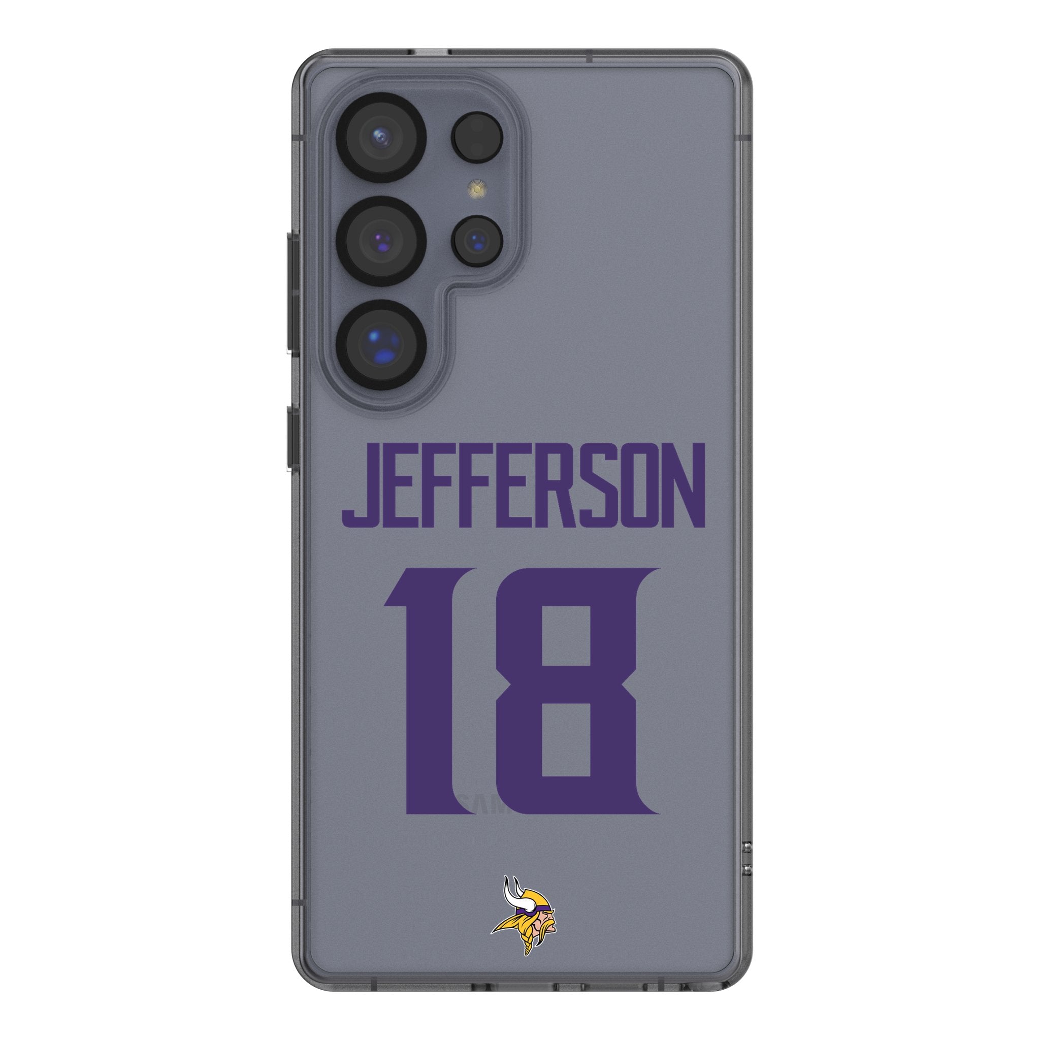 Justin Jefferson Minnesota Vikings 18 Game Tactic Clear Phone Case for Samsung Galaxy - Sports Gifts, Sports Memorabilia, Sports Collectibles, Fan Shop