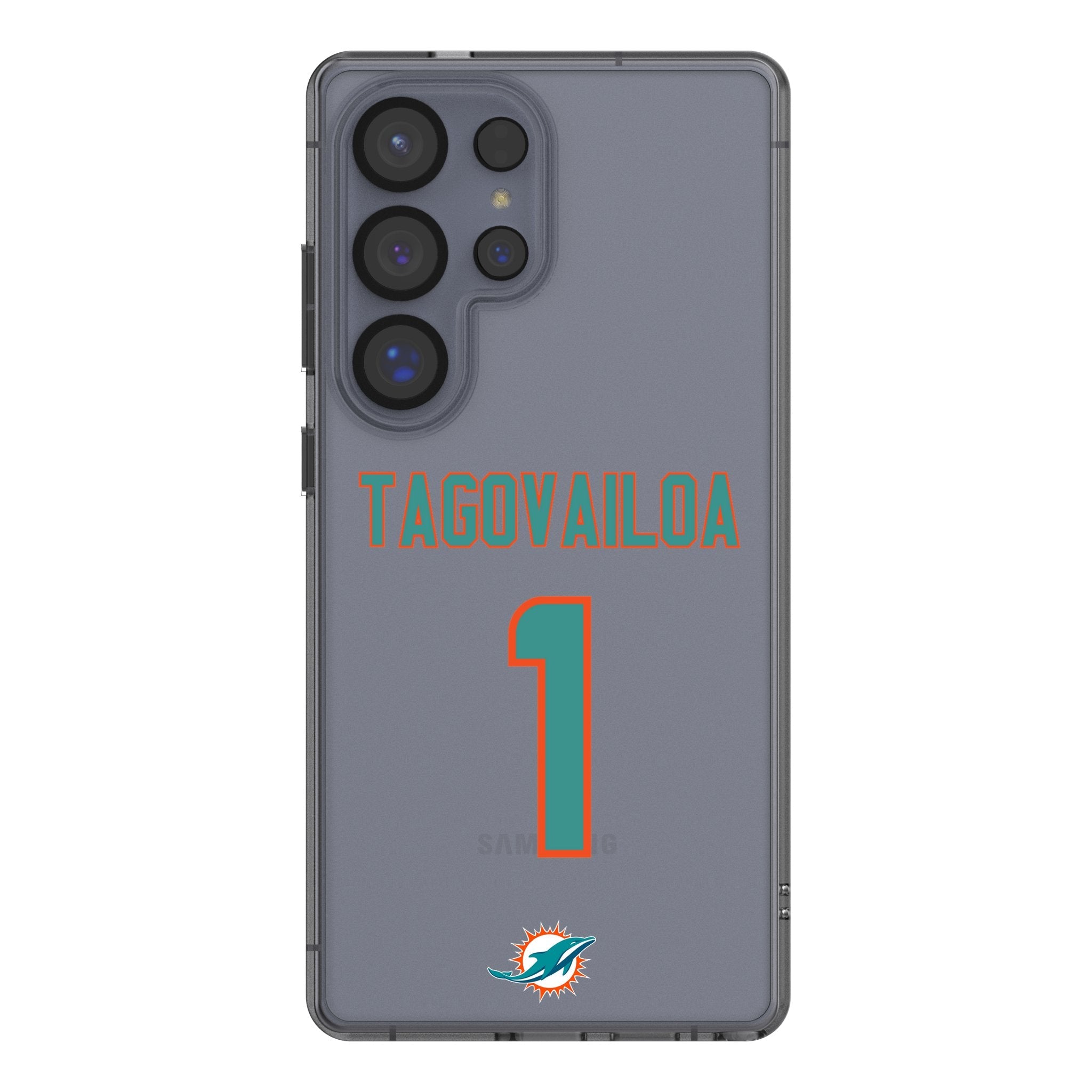 Tua Tagovailoa Miami Dolphins 1 Game Tactic Clear Phone Case for Samsung Galaxy - Sports Gifts, Sports Memorabilia, Sports Collectibles, Fan Shop