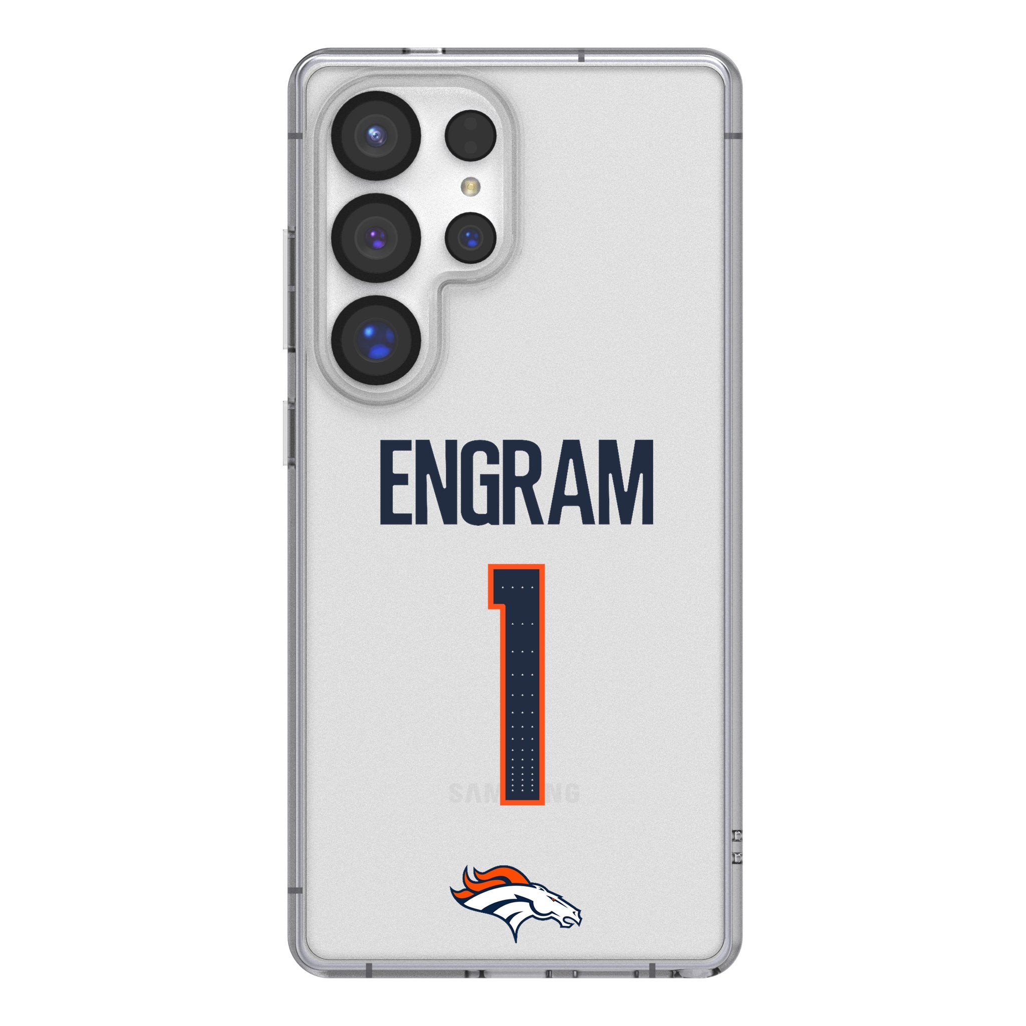 Evan Engram Denver Broncos 1 Game Tactic Clear Phone Case for Samsung Galaxy - Sports Gifts, Sports Memorabilia, Sports Collectibles, Fan Shop