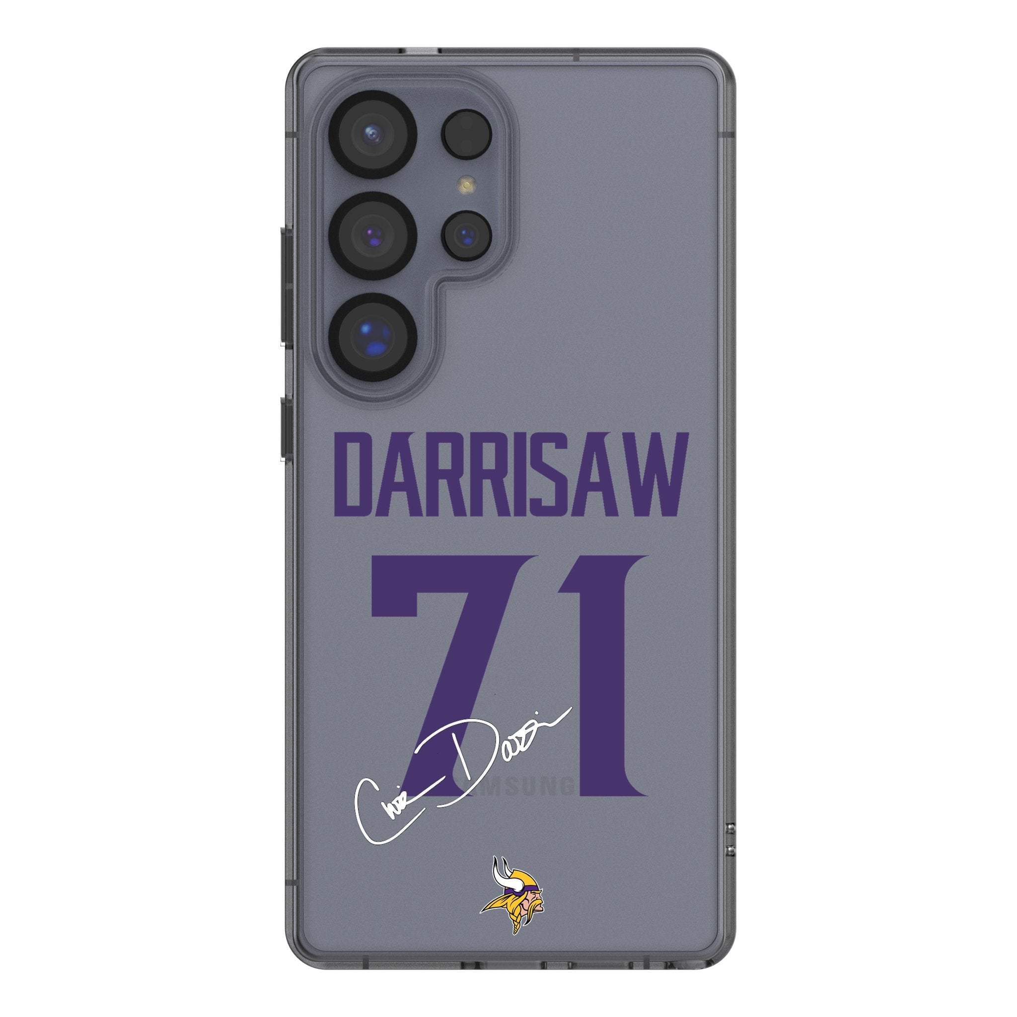 Christian Darrisaw Minnesota Vikings 71 Game Tactic Clear Phone Case for Samsung Galaxy - Sports Gifts, Sports Memorabilia, Sports Collectibles, Fan Shop