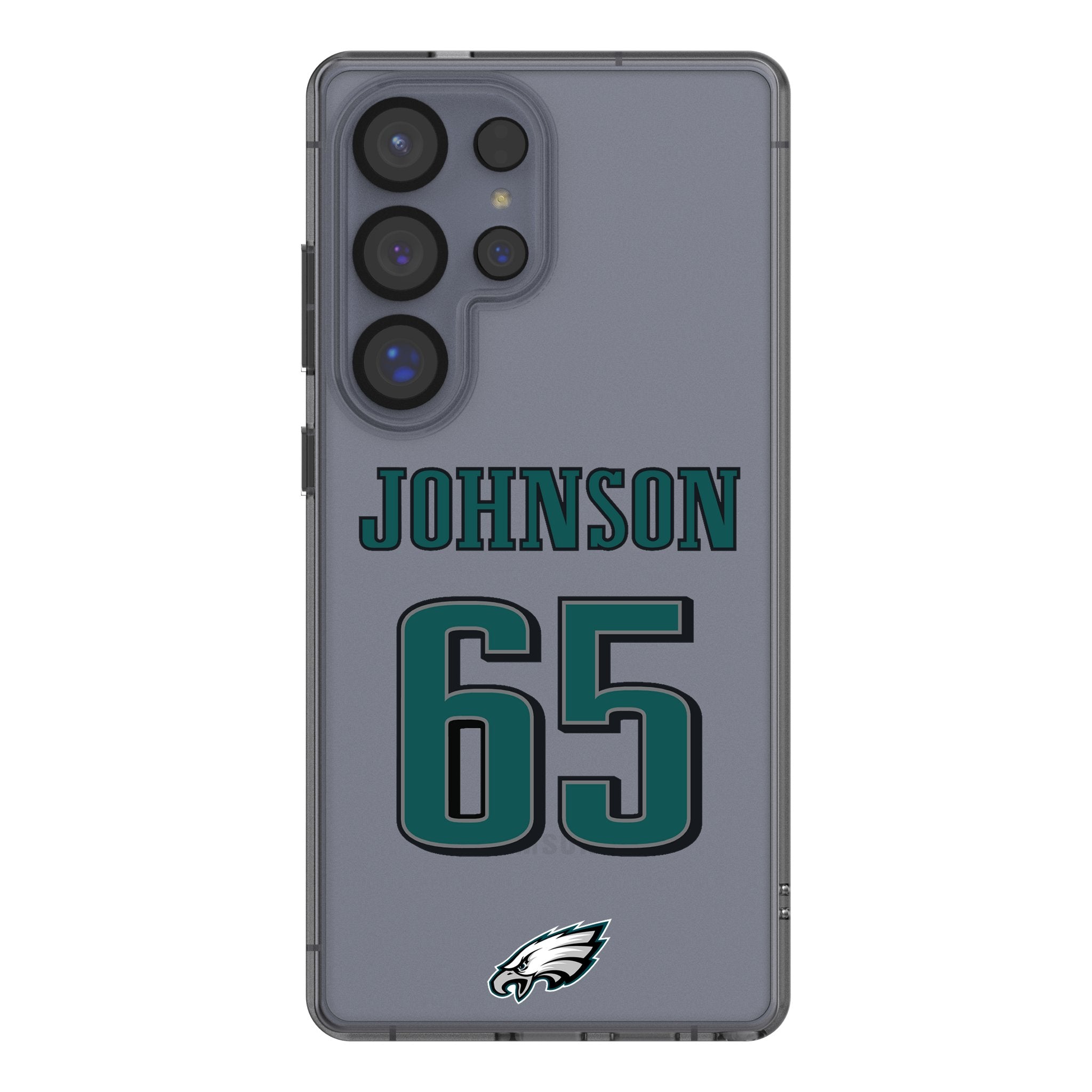 Lane Johnson Philadelphia Eagles 65 Game Tactic Clear Phone Case for Samsung Galaxy - Sports Gifts, Sports Memorabilia, Sports Collectibles, Fan Shop