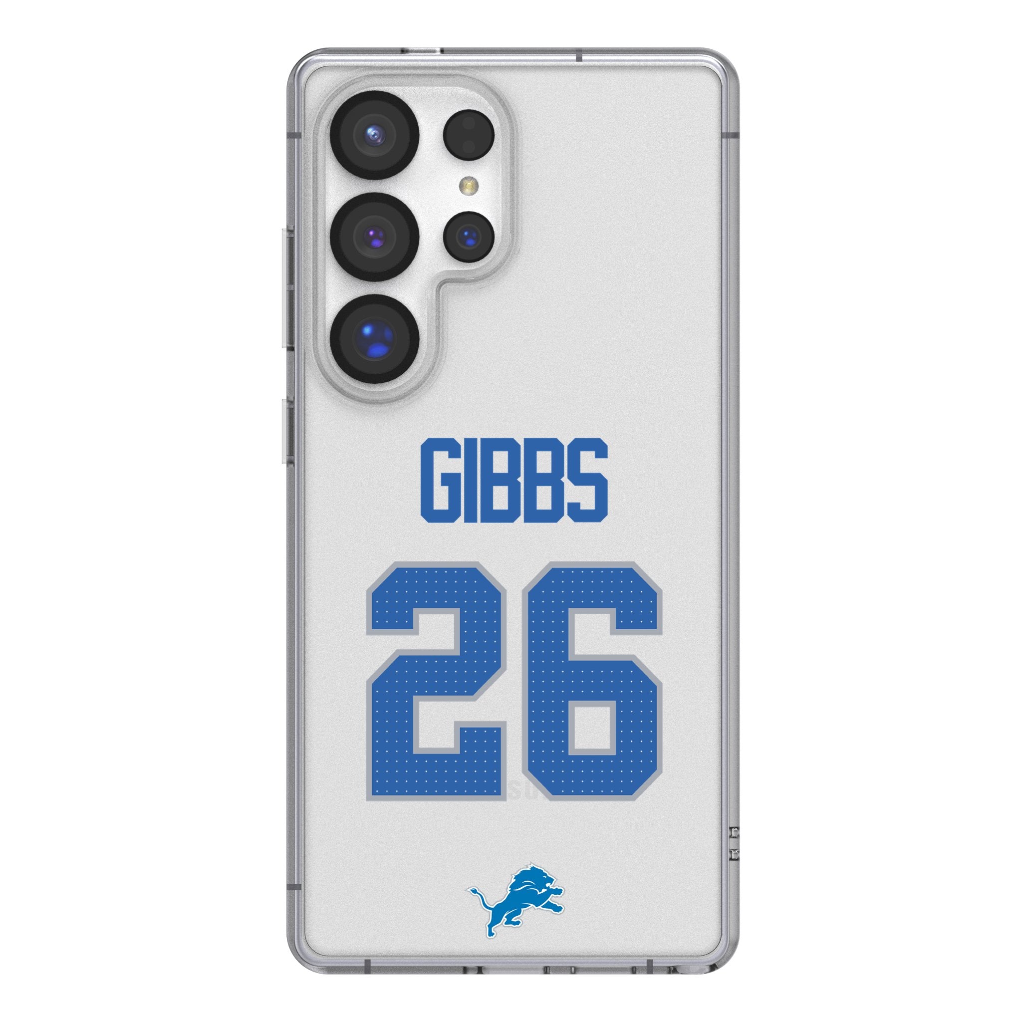 Jahmyr Gibbs Detroit Lions 26 Game Tactic Clear Phone Case for Samsung Galaxy - Sports Gifts, Sports Memorabilia, Sports Collectibles, Fan Shop