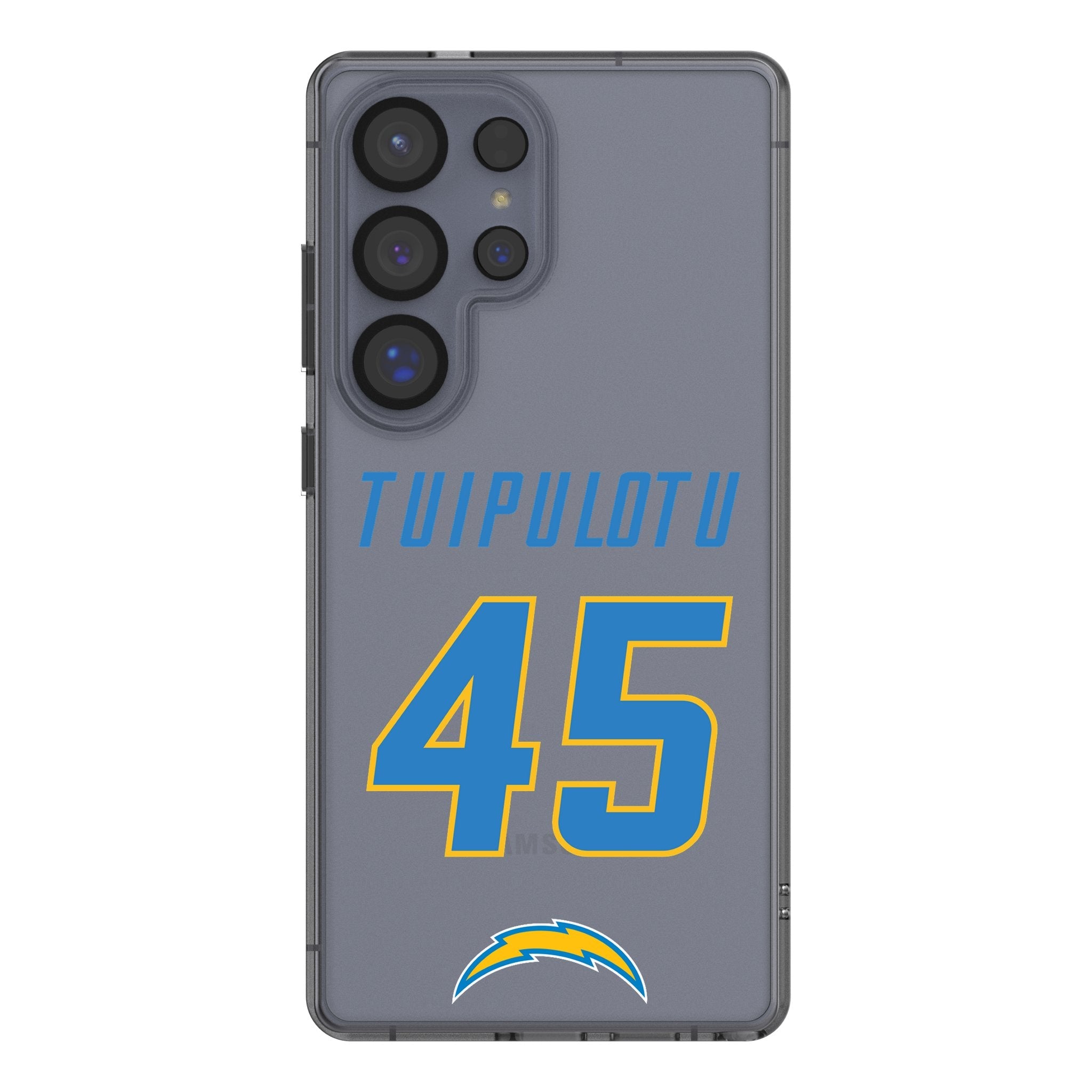 Tuli Tuipulotu Los Angeles Chargers 45 Game Tactic Clear Phone Case for Samsung Galaxy - Sports Gifts, Sports Memorabilia, Sports Collectibles, Fan Shop