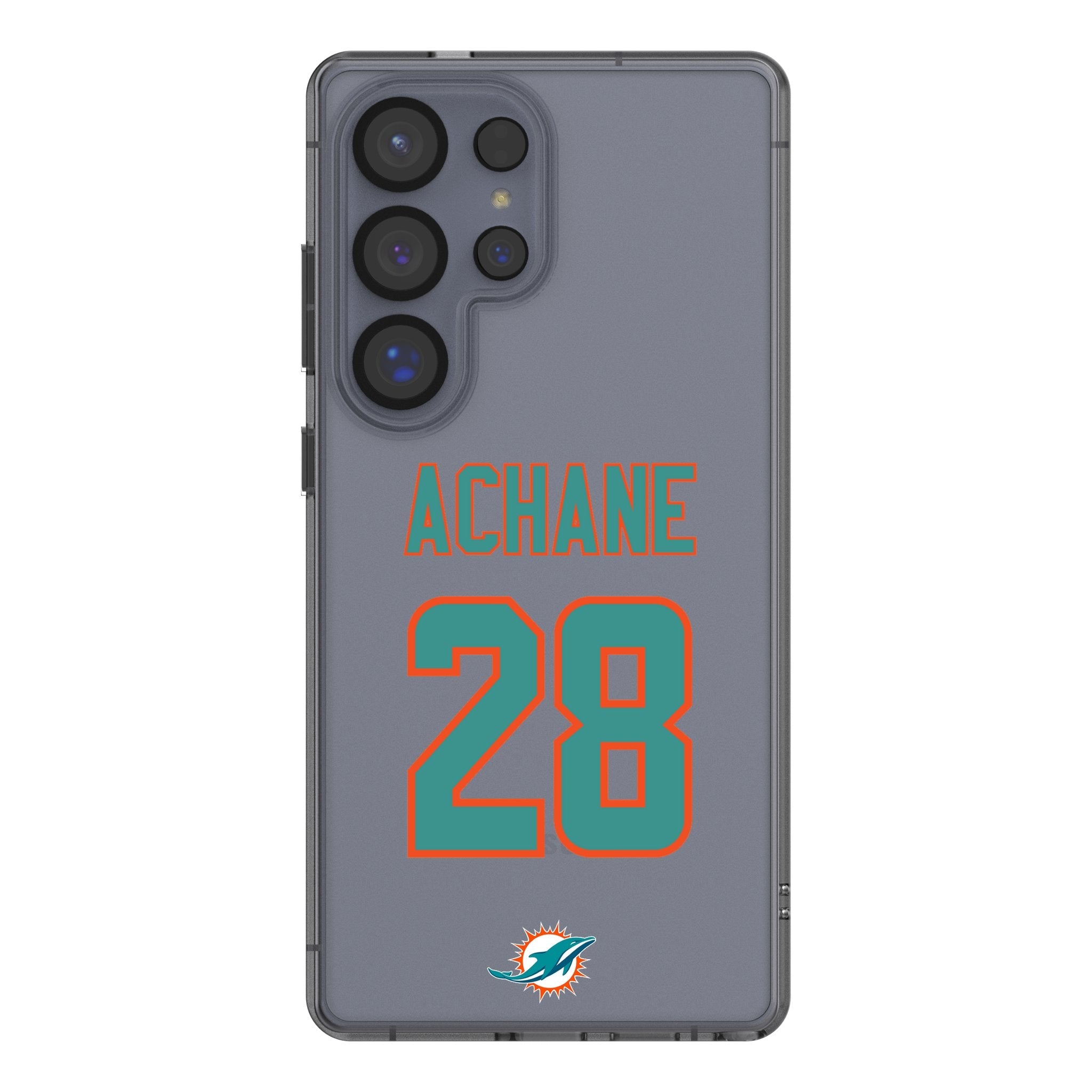 De'Von Achane Miami Dolphins 28 Game Tactic Clear Phone Case for Samsung Galaxy - Sports Gifts, Sports Memorabilia, Sports Collectibles, Fan Shop