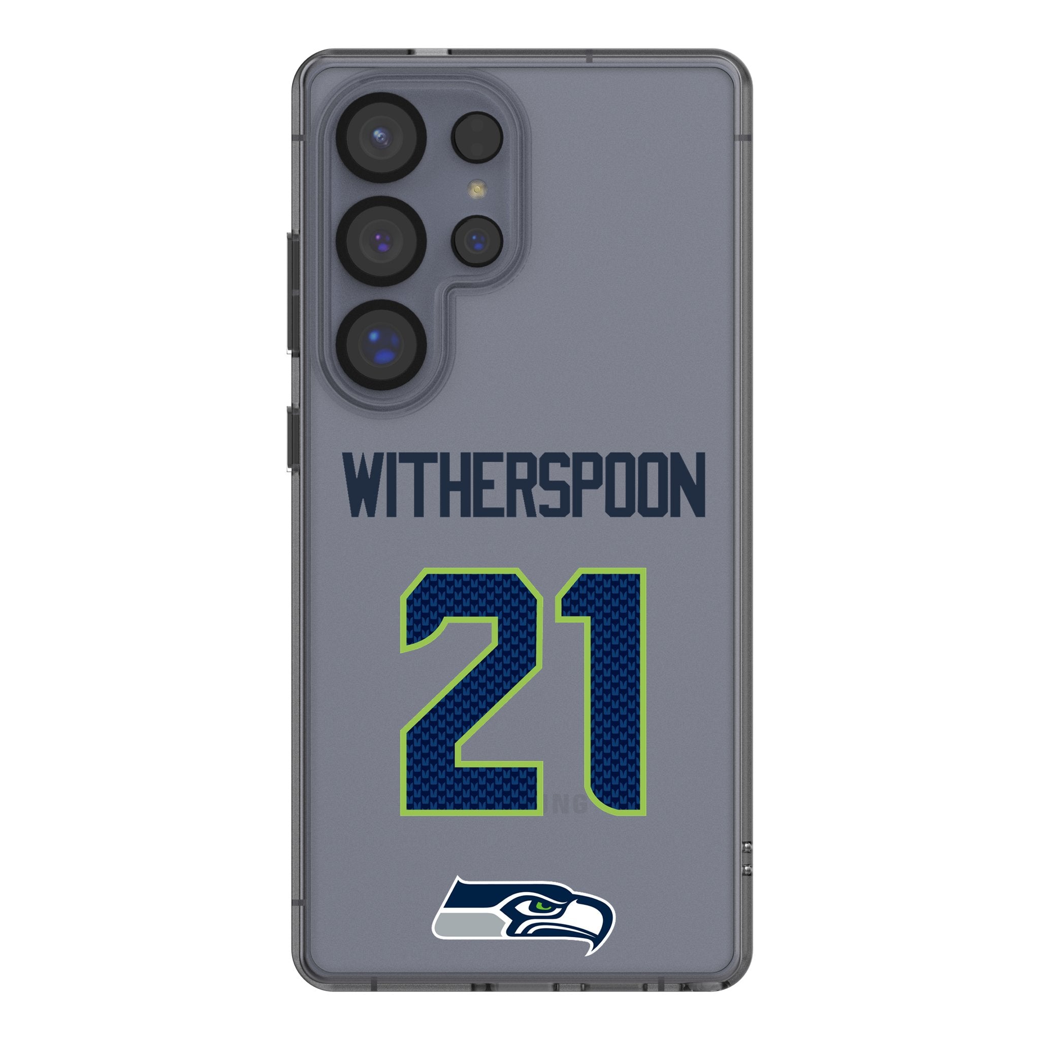 Devon Witherspoon Seattle Seahawks 21 Game Tactic Clear Phone Case for Samsung Galaxy - Sports Gifts, Sports Memorabilia, Sports Collectibles, Fan Shop
