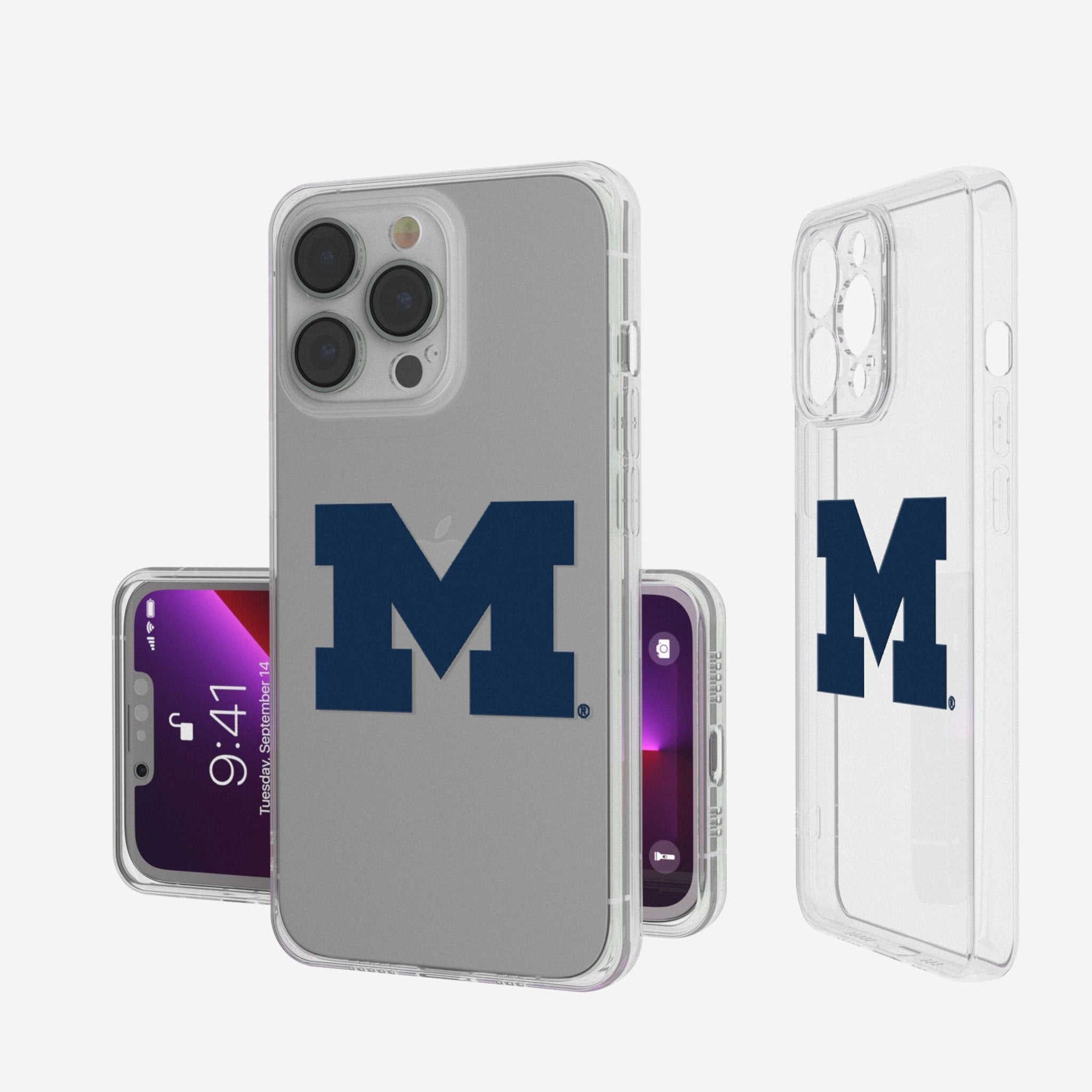 University of Michigan Wolverines Insignia Clear Phone Case - Sports Gifts, Sports Memorabilia, Sports Collectibles, Fan Shop
