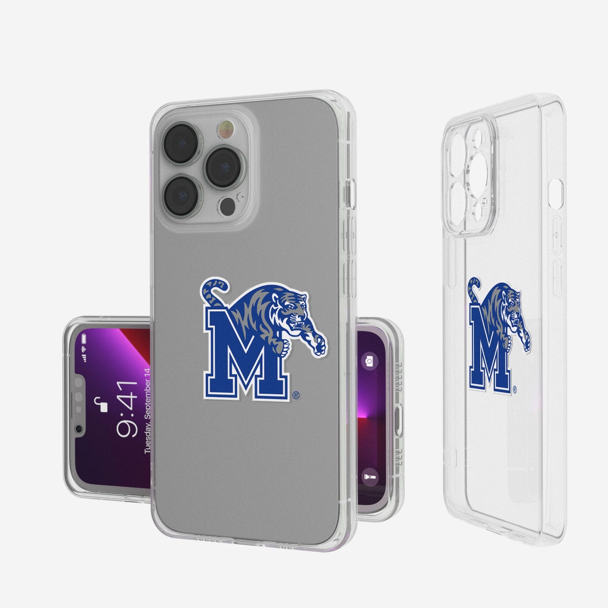 University of Memphis Tigers Insignia Clear Phone Case - Sports Gifts, Sports Memorabilia, Sports Collectibles, Fan Shop