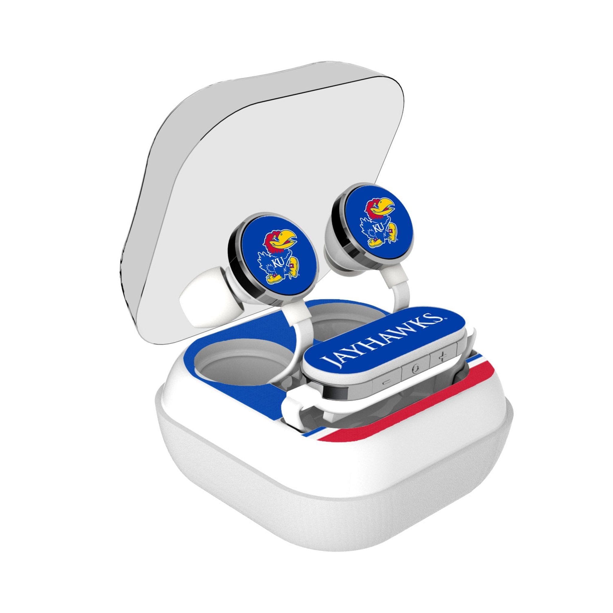University of Kansas Jayhawks Stripe Wireless Earbuds - Sports Gifts, Sports Memorabilia, Sports Collectibles, Fan Shop