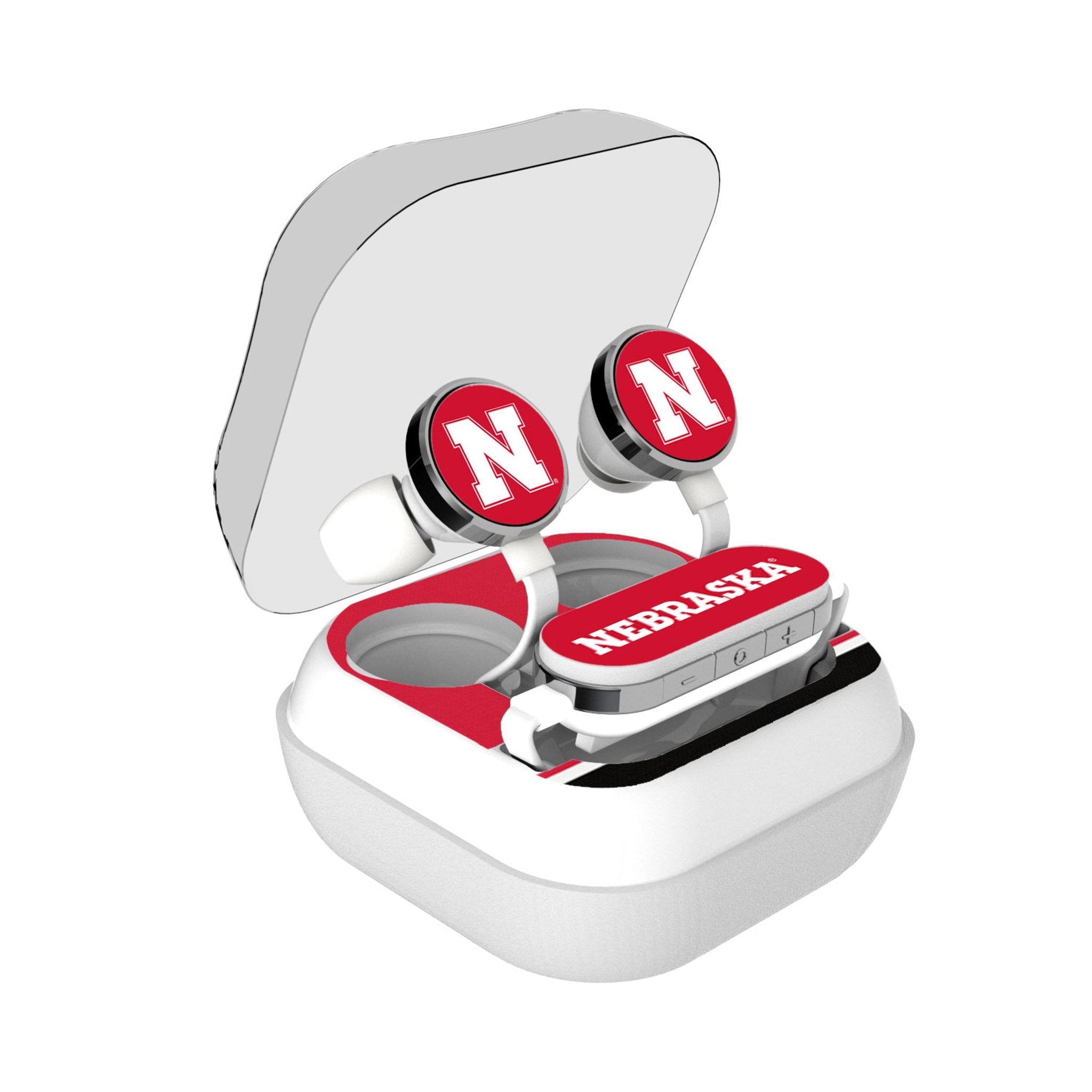 University of Nebraska Huskers Block N Stripe Wireless Earbuds - Sports Gifts, Sports Memorabilia, Sports Collectibles, Fan Shop
