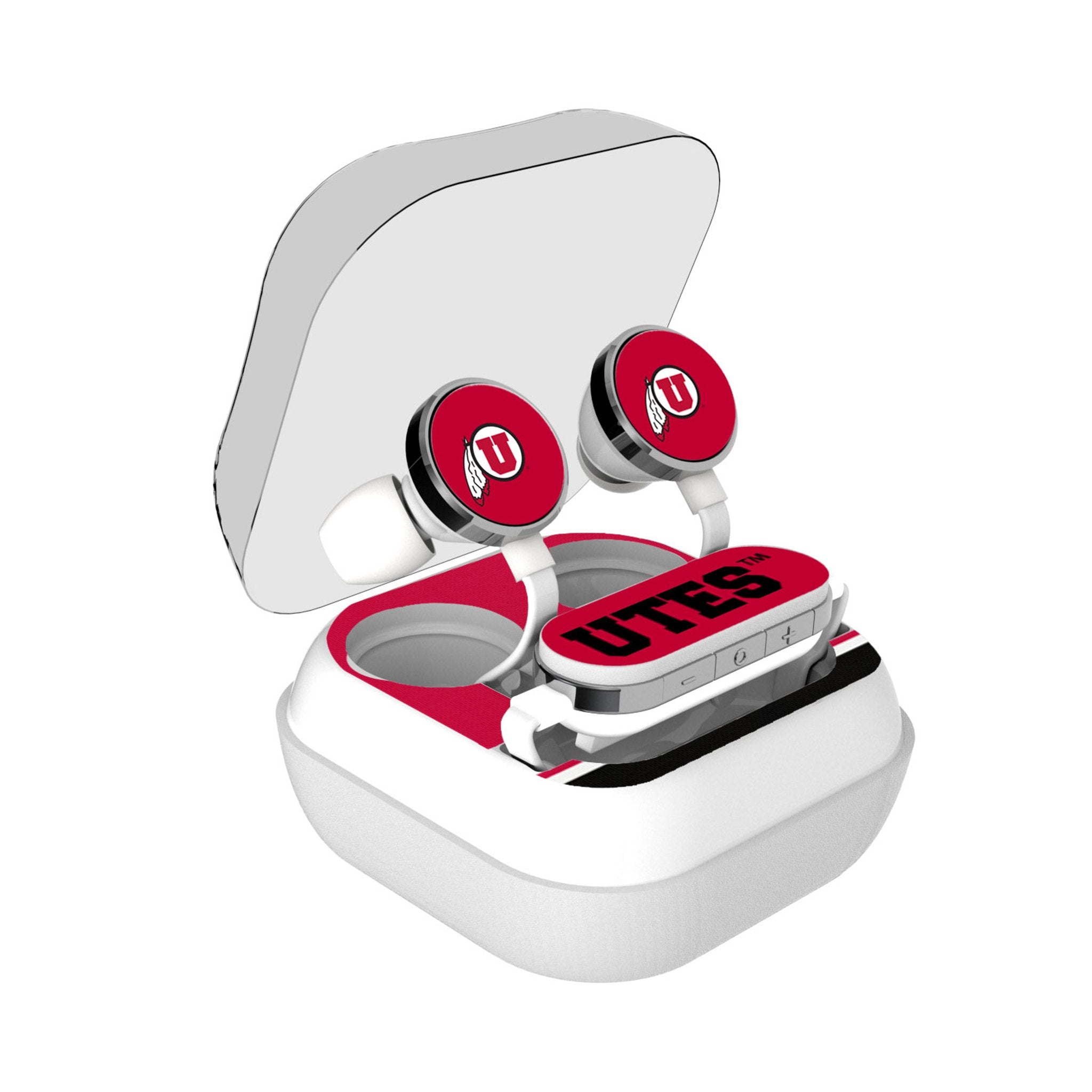 University of Utah Utes Stripe Wireless Earbuds - Sports Gifts, Sports Memorabilia, Sports Collectibles, Fan Shop
