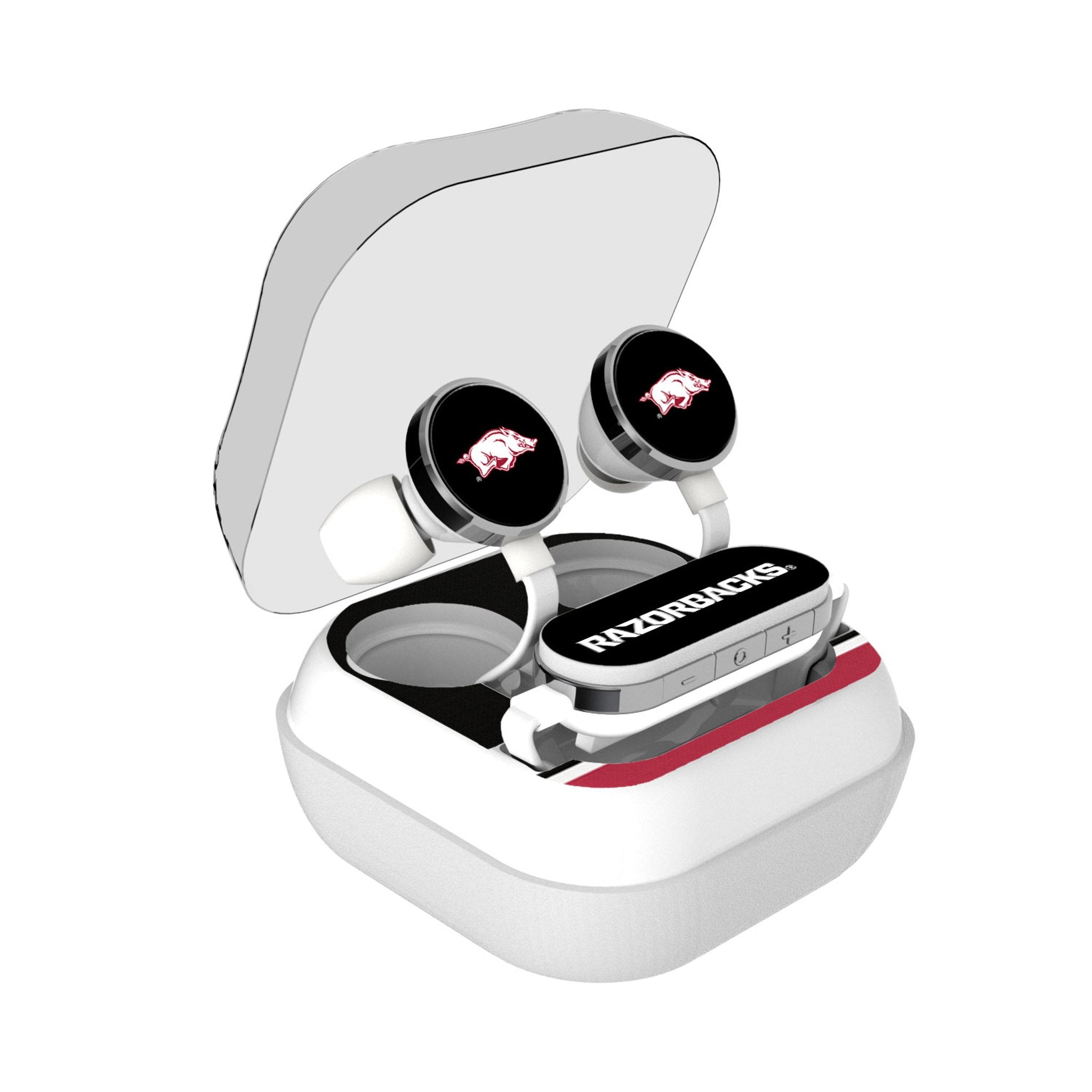 University of Arkansas Fayetteville Razorbacks Stripe Wireless Earbuds - Sports Gifts, Sports Memorabilia, Sports Collectibles, Fan Shop