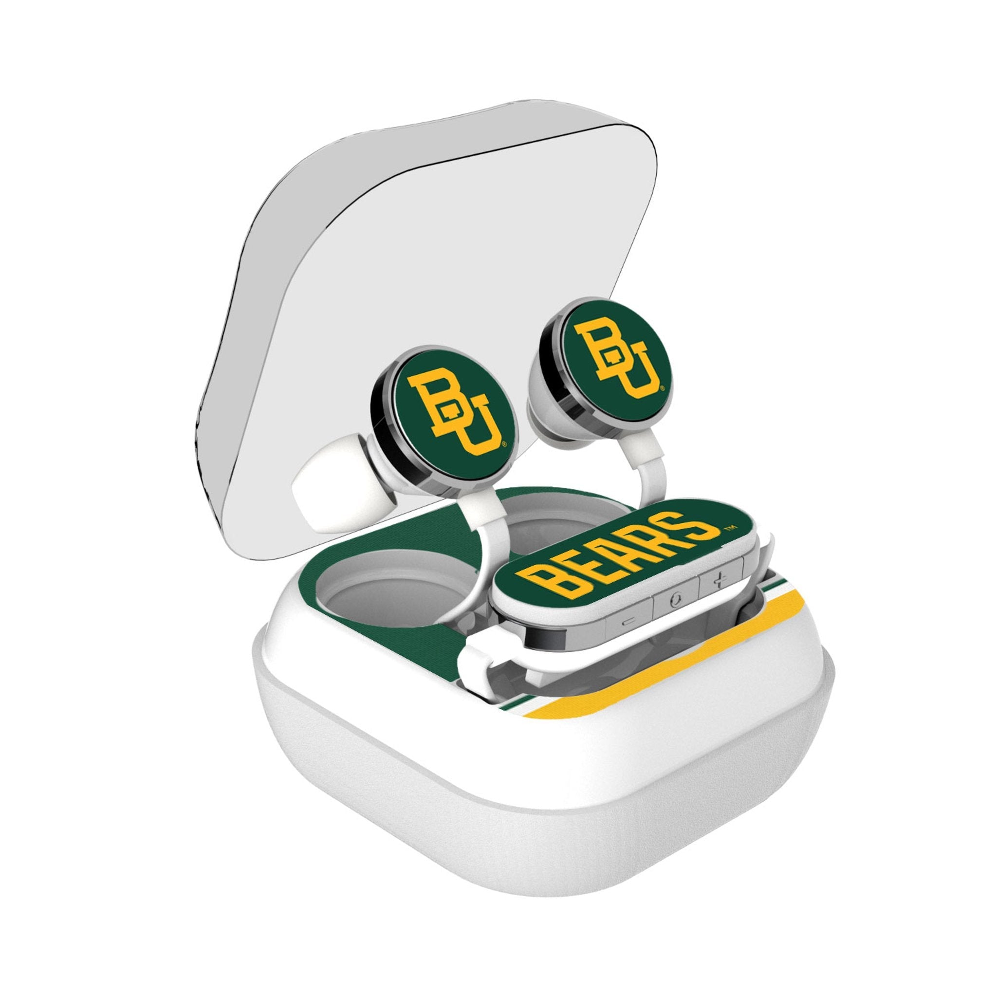 Baylor University Bears Stripe Wireless Earbuds - Sports Gifts, Sports Memorabilia, Sports Collectibles, Fan Shop