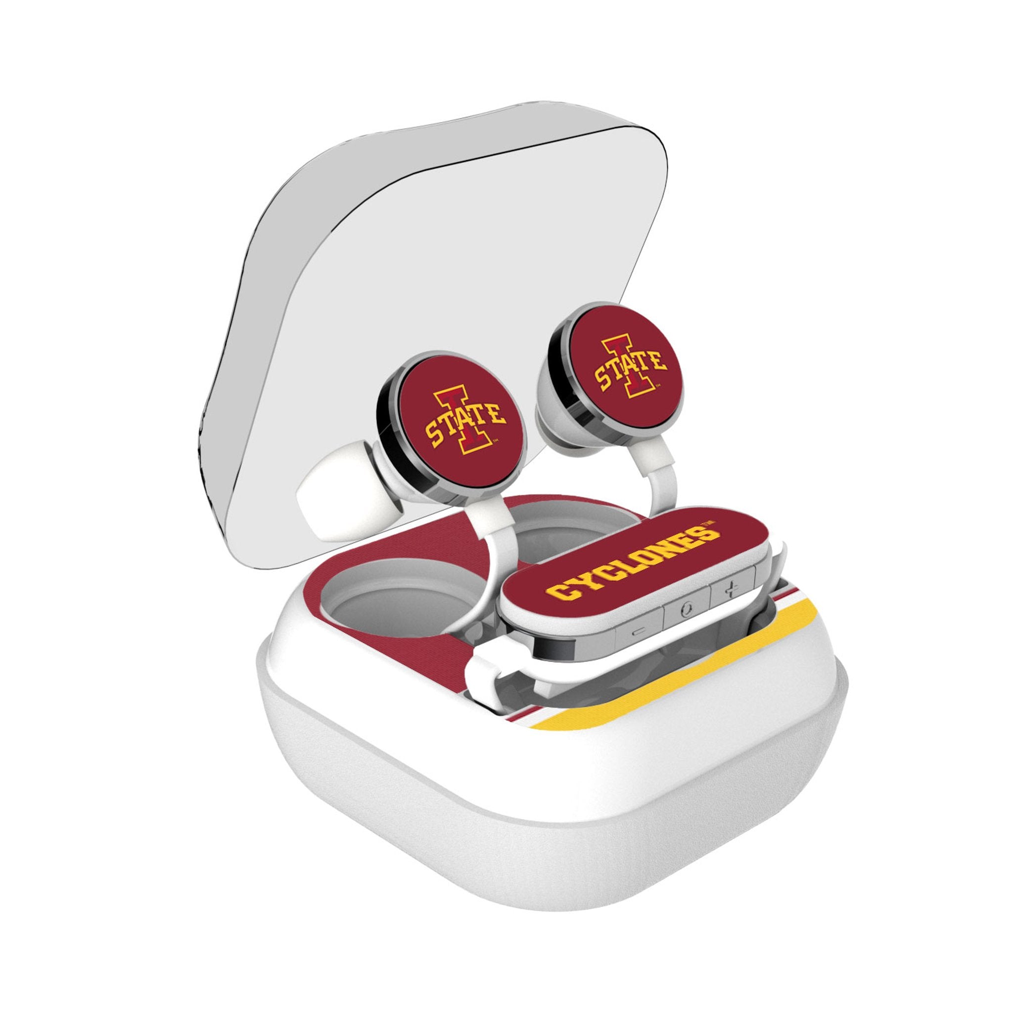 Iowa State University Cyclones Stripe Wireless Earbuds - Sports Gifts, Sports Memorabilia, Sports Collectibles, Fan Shop