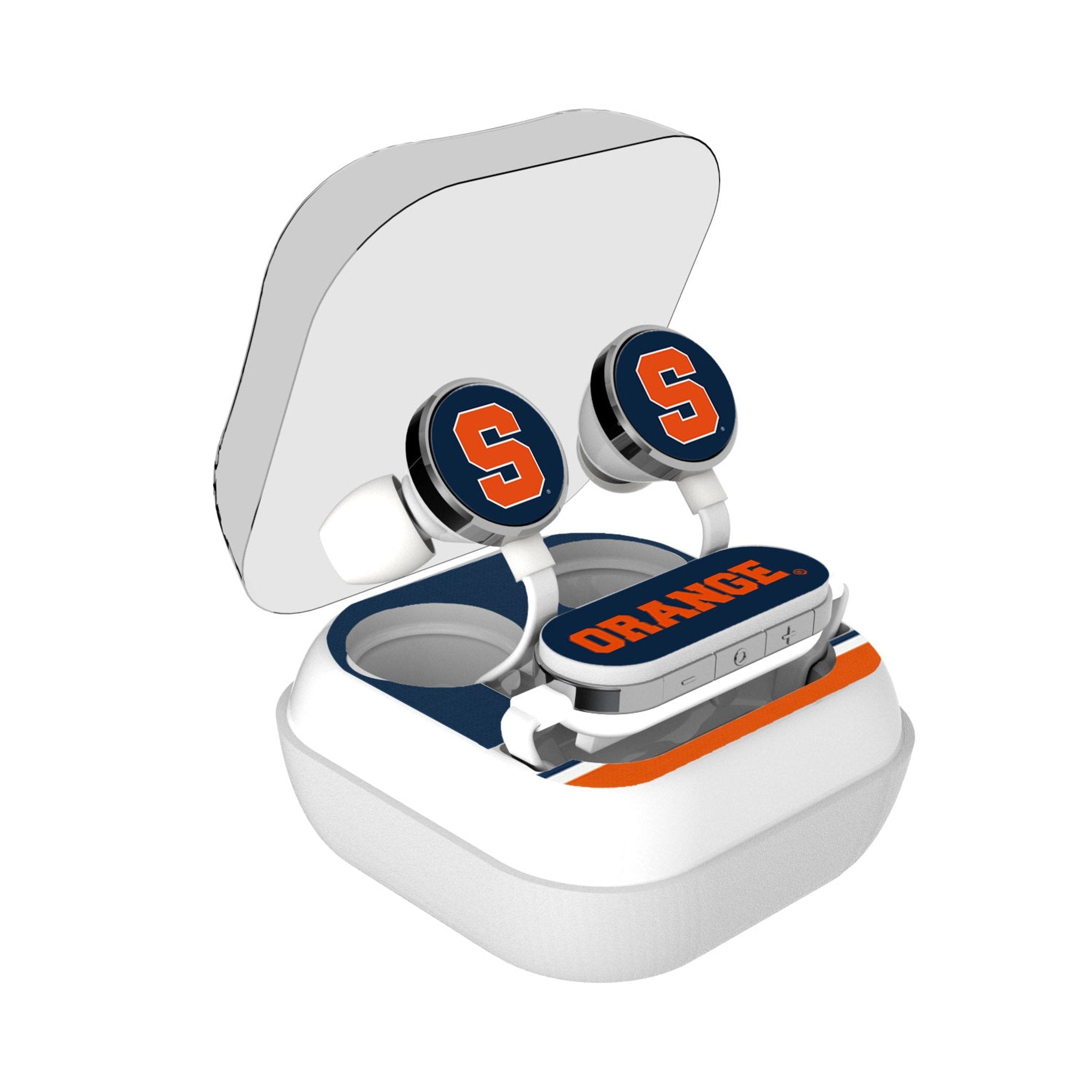 Syracuse University Orange Stripe Wireless Earbuds - Sports Gifts, Sports Memorabilia, Sports Collectibles, Fan Shop